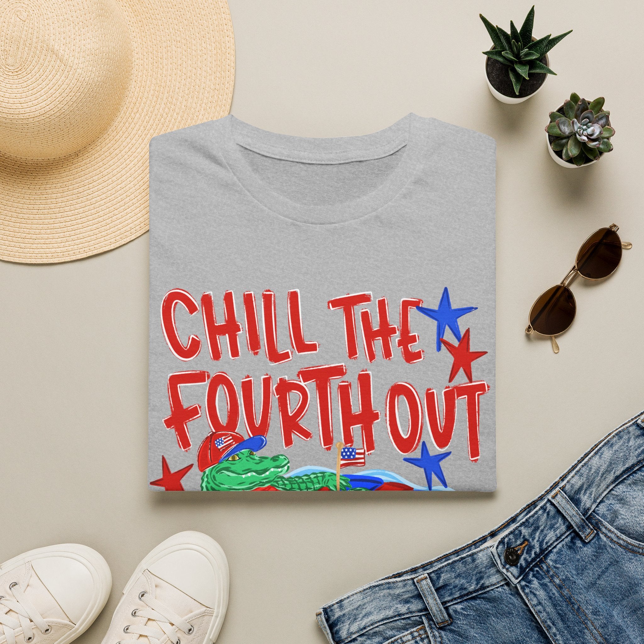 T-Shirt — “Chill the Fourth Out” Patriotic Alligator July 4th Tee