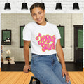 Jesus Saves T‑Shirt — Bright Pink & Green Christian Graphic Tee