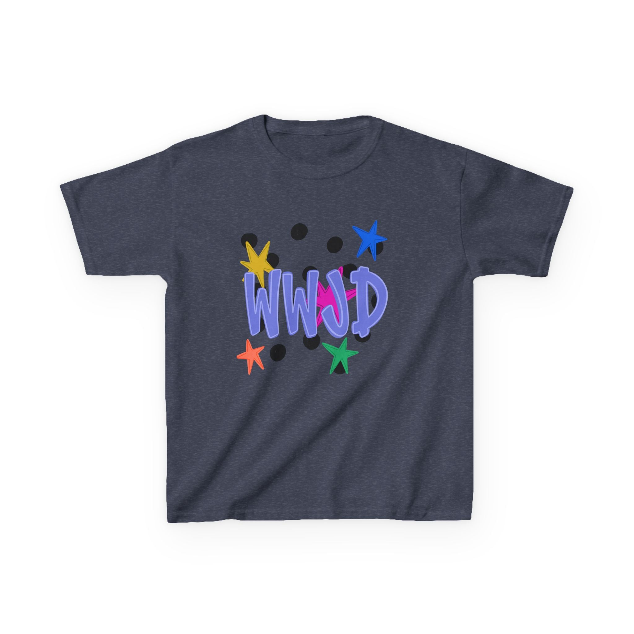 Kids Tee — Colorful "WWJD" Stars Graphic