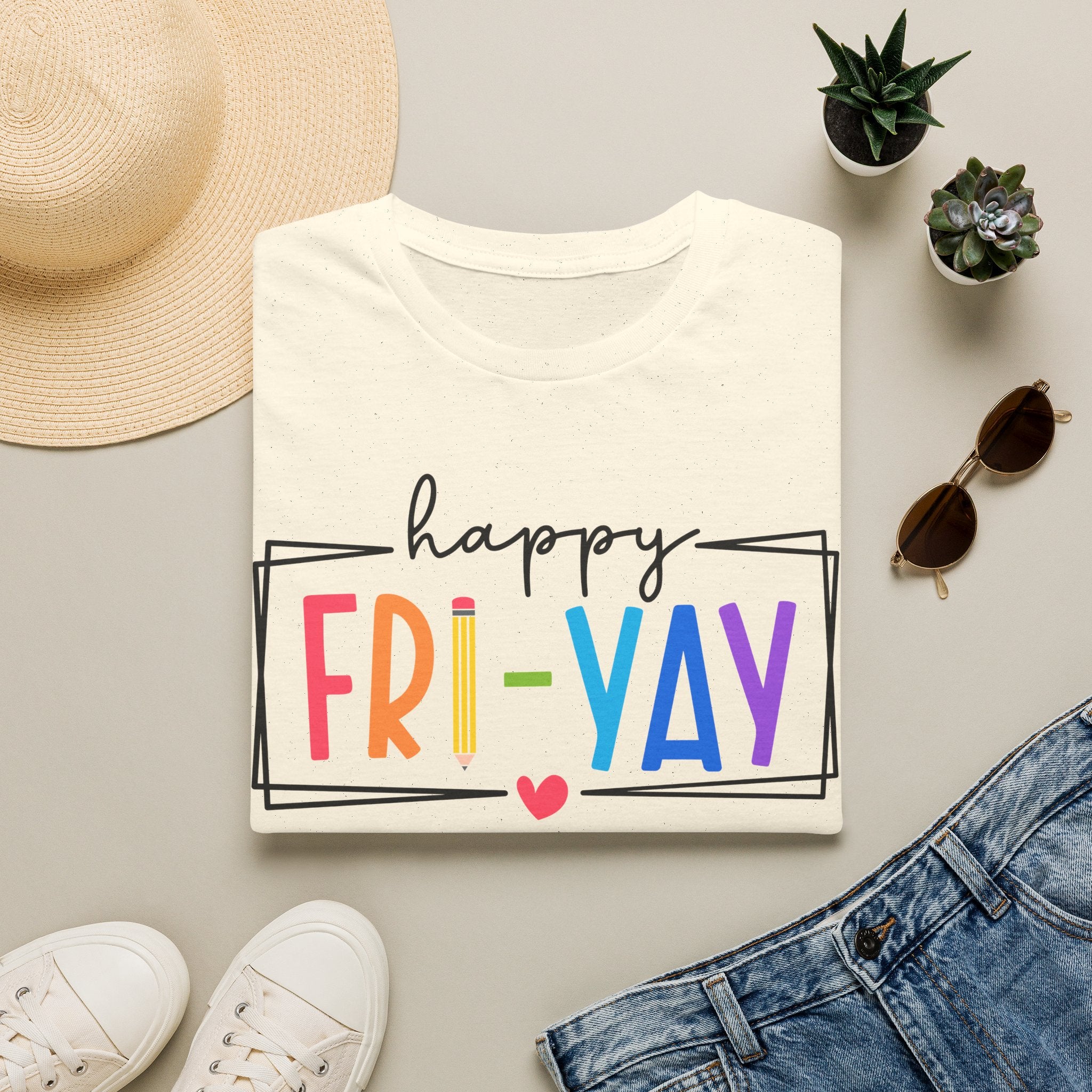 Happy Fri-Yay T-Shirt — Colorful Weekend Celebration Tee