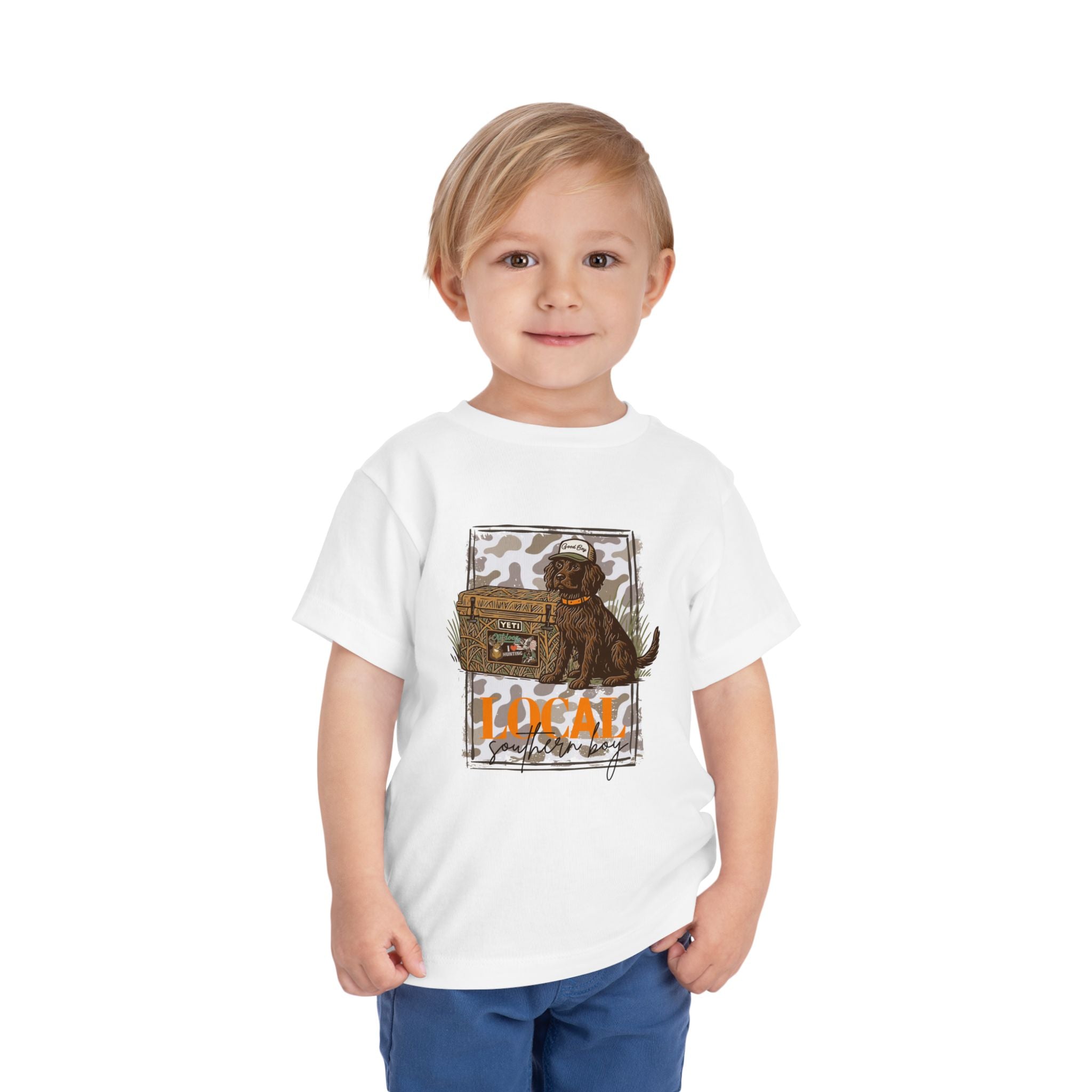 Toddler Tee — Camo Pup 'Local' Hunting Dog Graphic