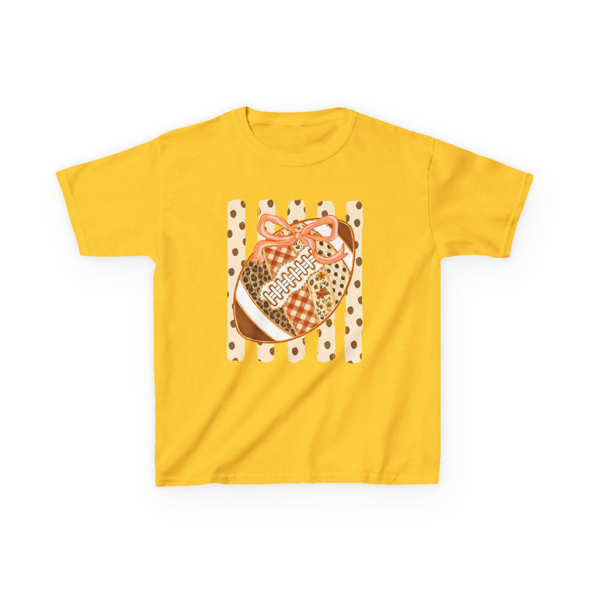 Kids Preppy Floral Fall Football  – Cute Patchwork Love for Little Players