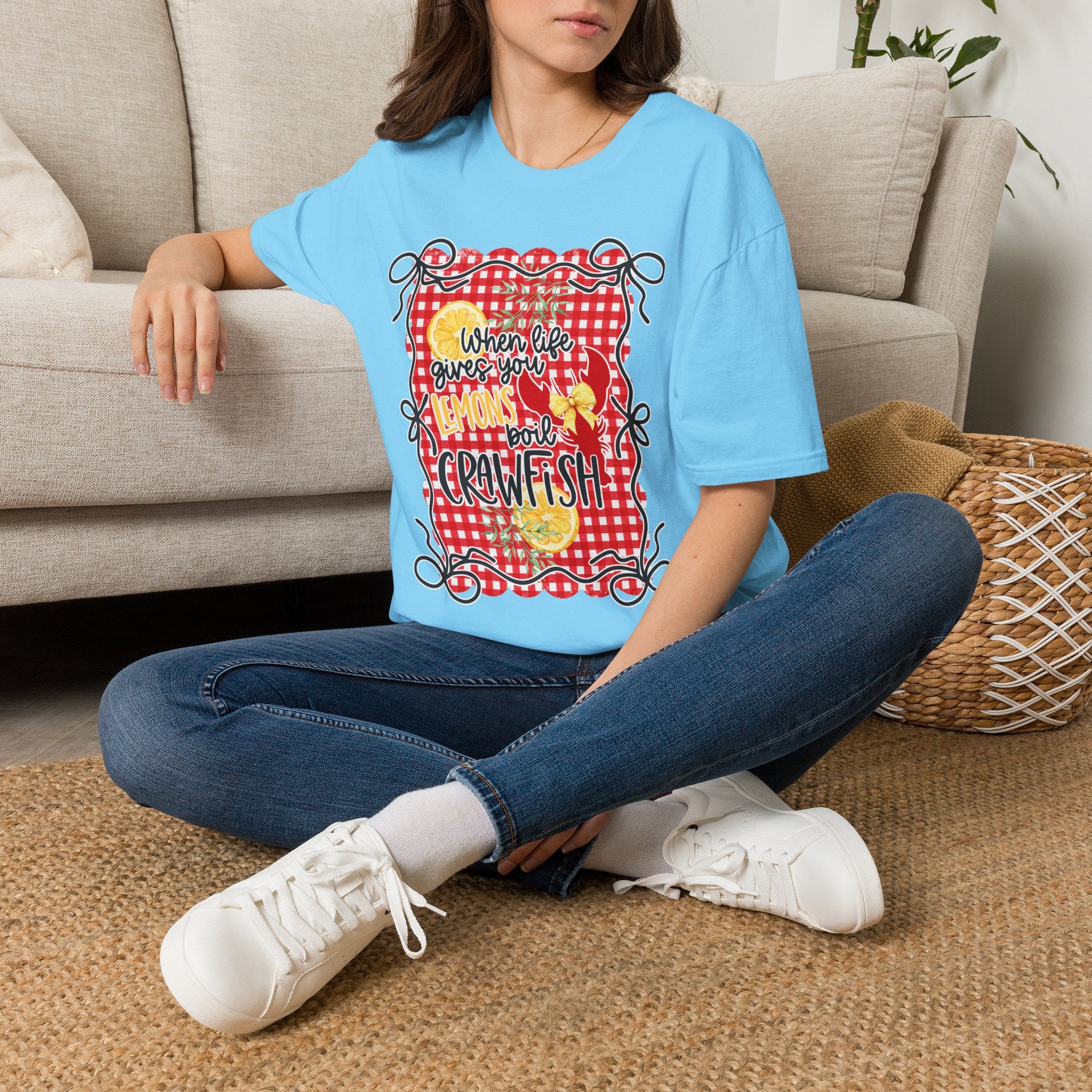 T-Shirt — "When Life Gives You Lemons Add Crawfish" Retro Picnic Graphic Tee