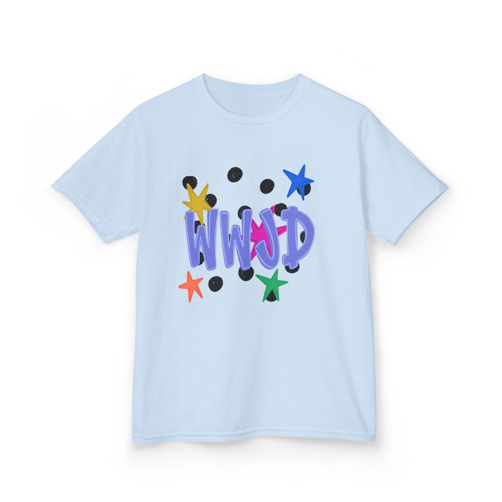 Kids Tee — Colorful "WWJD" Stars Graphic