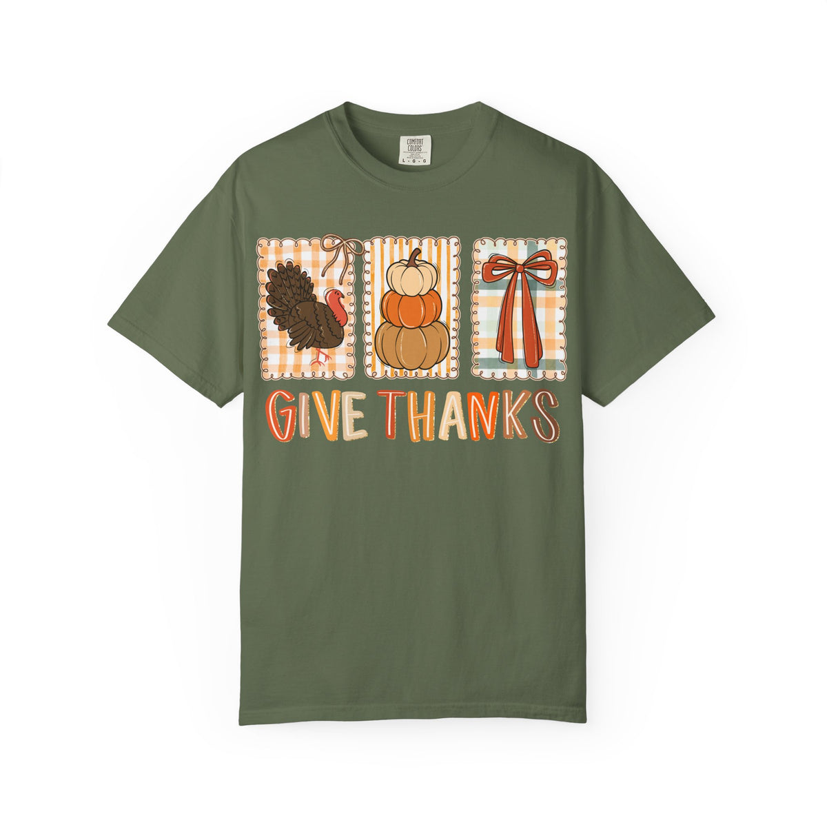 Give Thanks T-Shirt — Thanksgiving Fall Turkey Pumpkin Graphic Tee