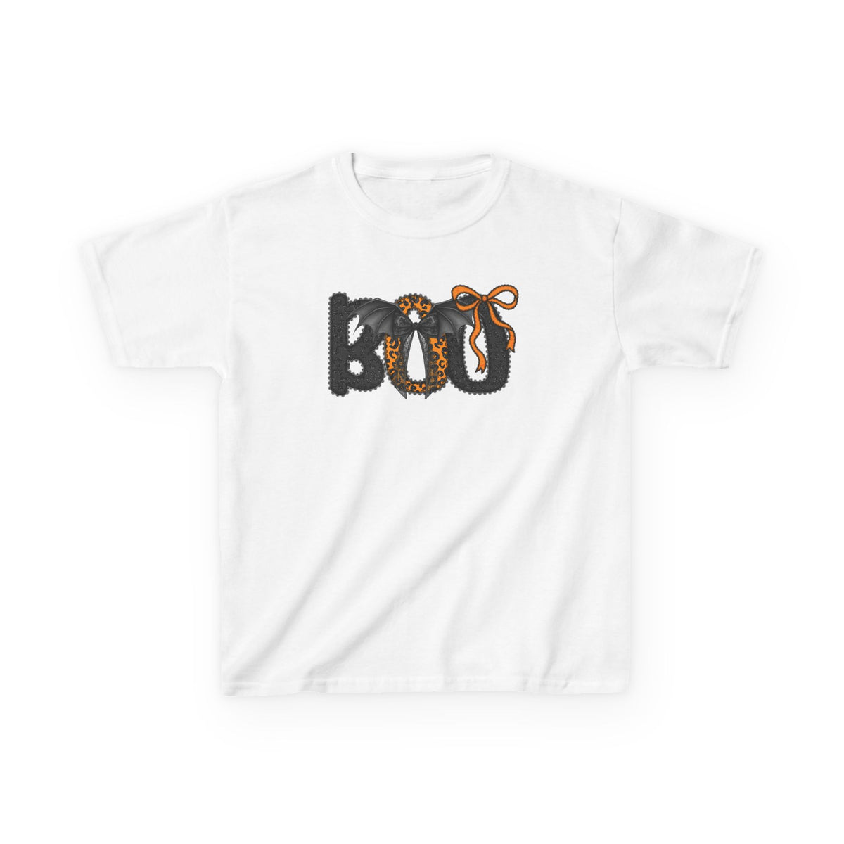 Kids Halloween "BOO" Tee — Playful Pumpkin & Leopard Print Costume Shirt