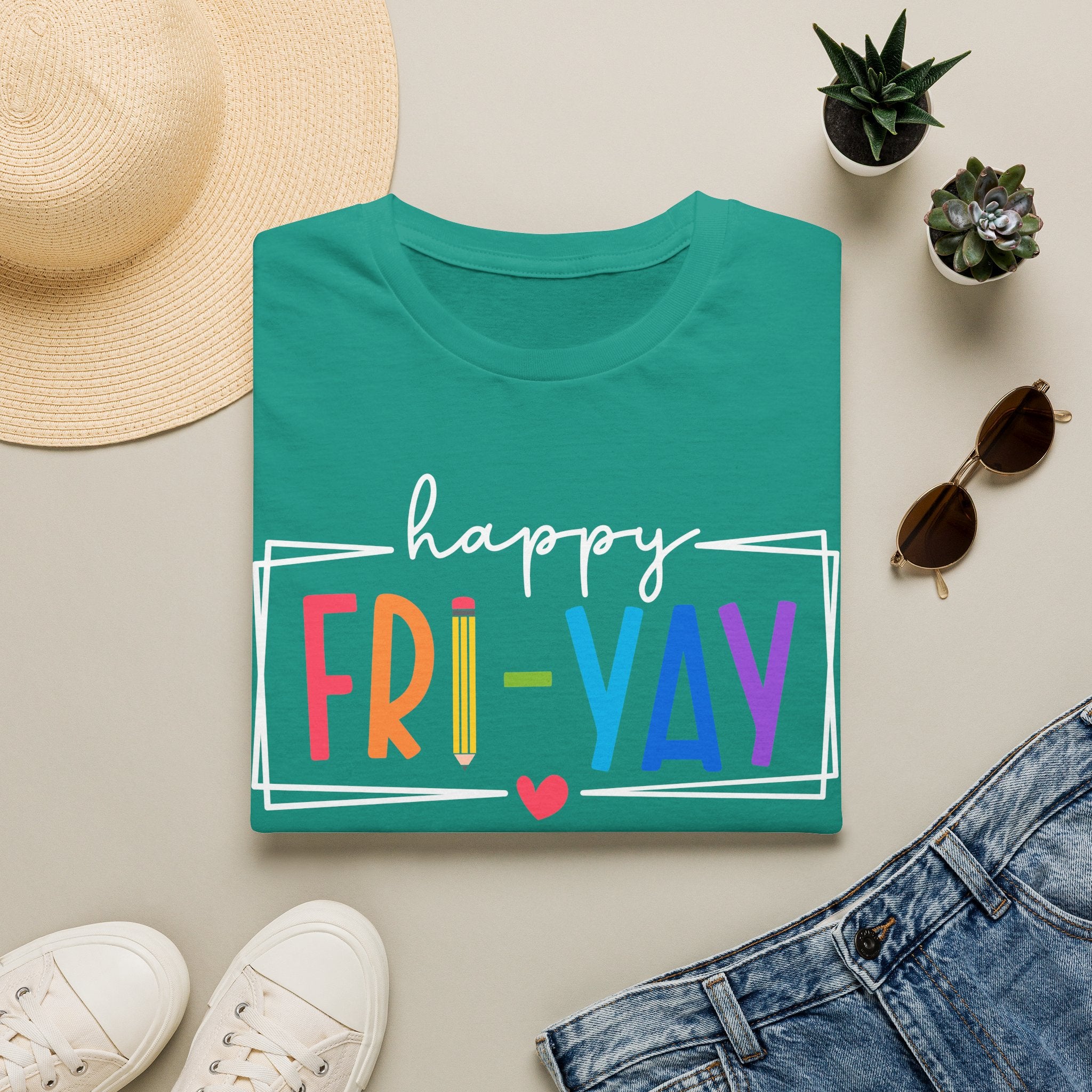 Happy Fri-Yay T-Shirt — Colorful Weekend Celebration Tee