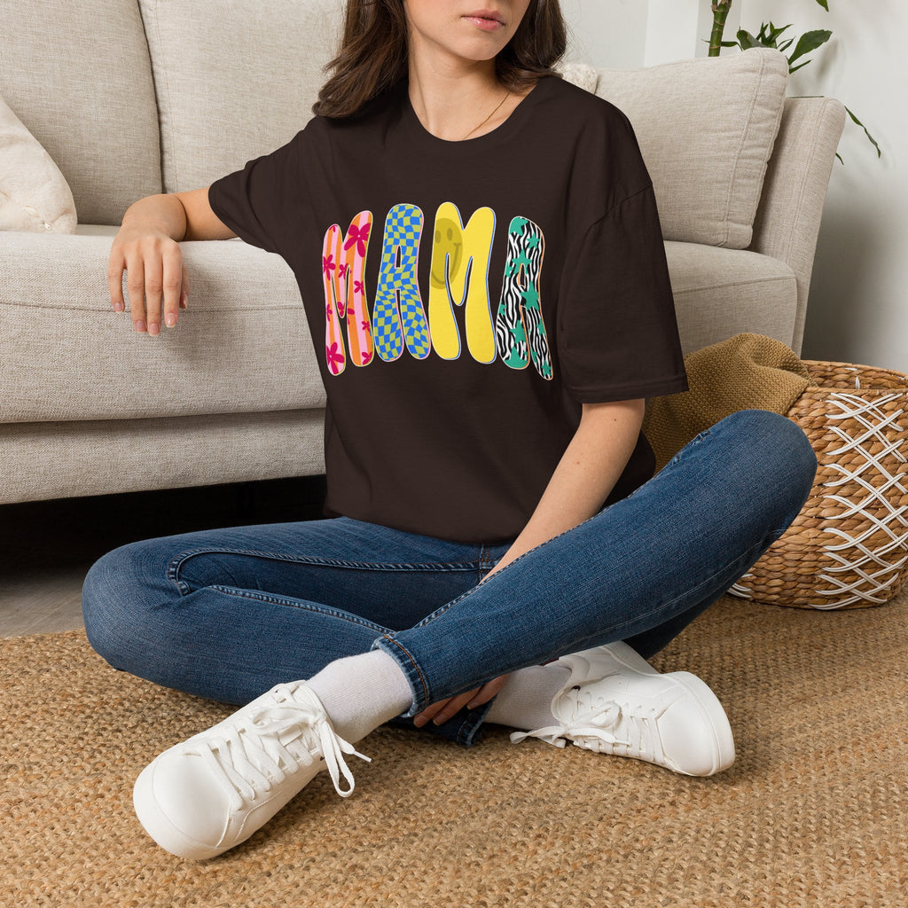 Mama Graphic T-Shirt — Colorful Patterned Lettering Tee for New Moms & Mother's Day