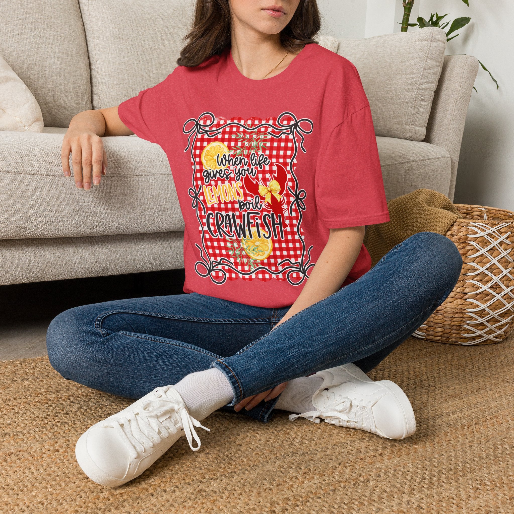 T-Shirt — "When Life Gives You Lemons Add Crawfish" Retro Picnic Graphic Tee