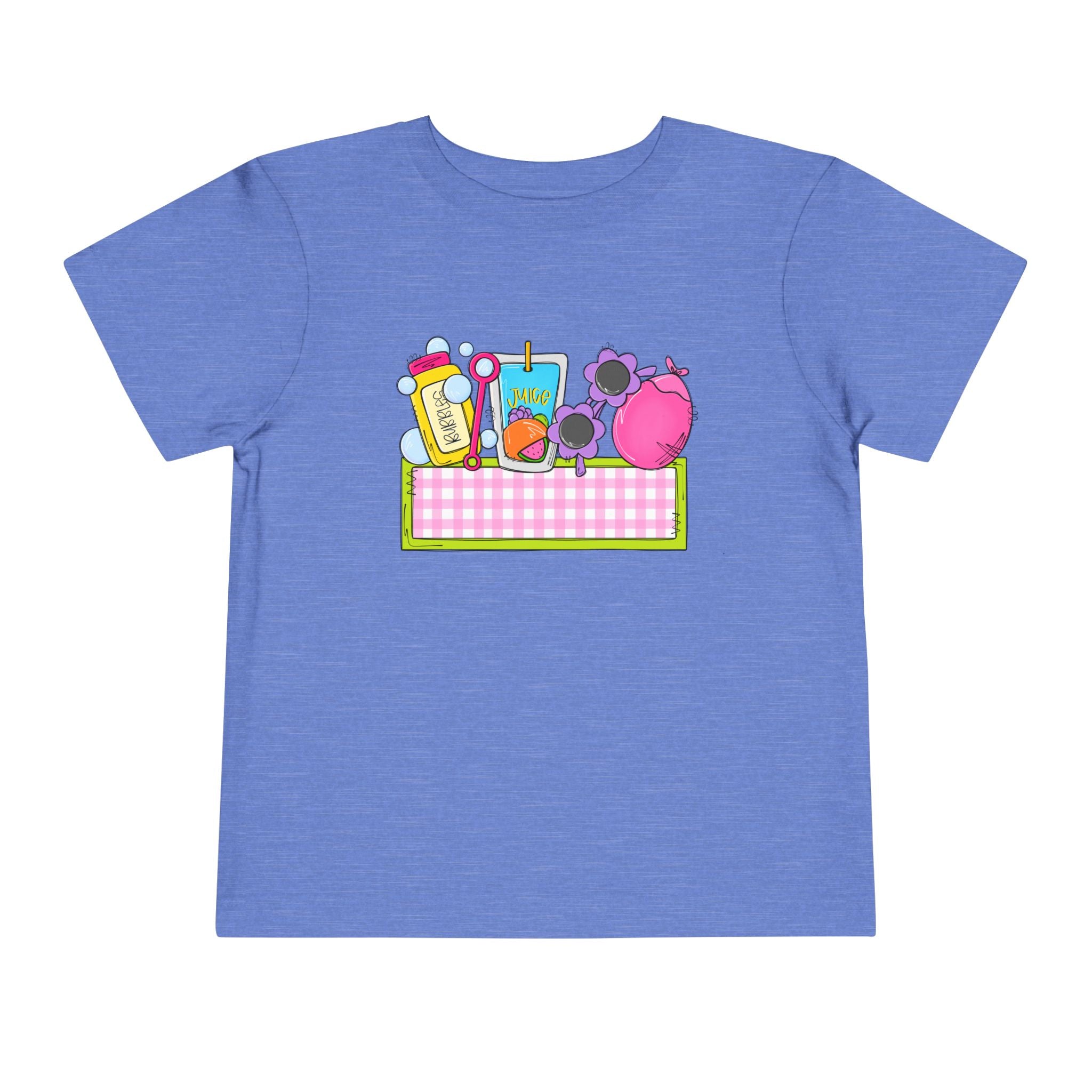 Toddler Tee — Pink Pig & Snacks Name-Plate Graphic