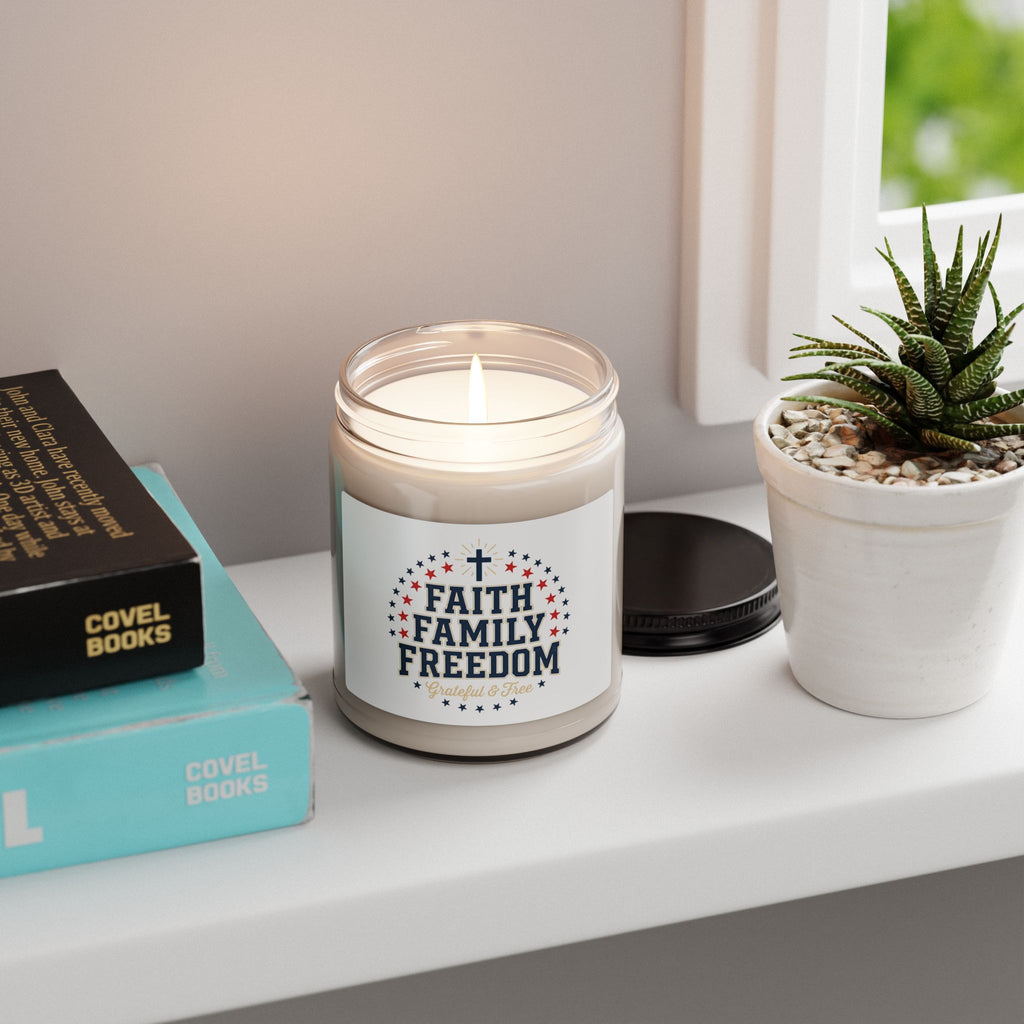 Faith Family Freedom Candle | Patriotic Faith-Based, July 4th Vintage Americana
