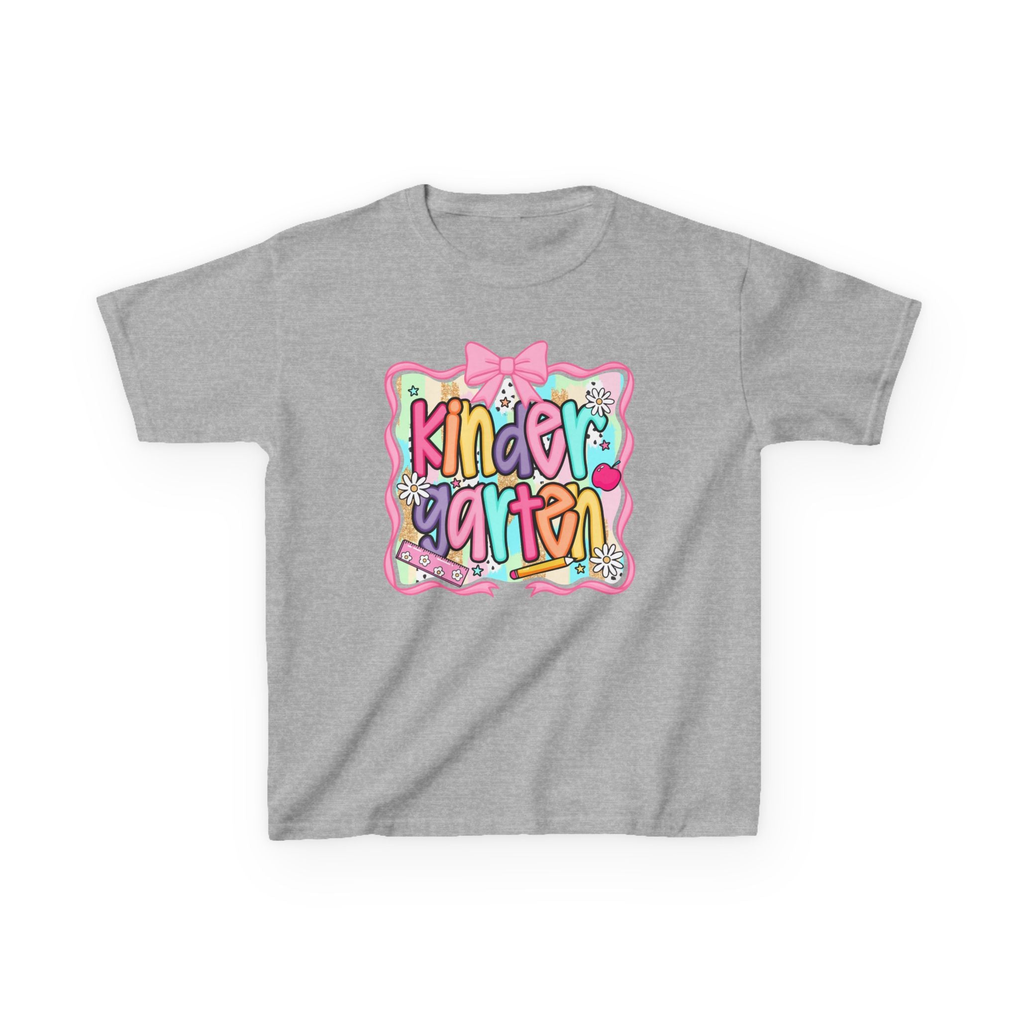 Kindergarten Kids T-Shirt — Colorful Back-to-School Shirt with Bow