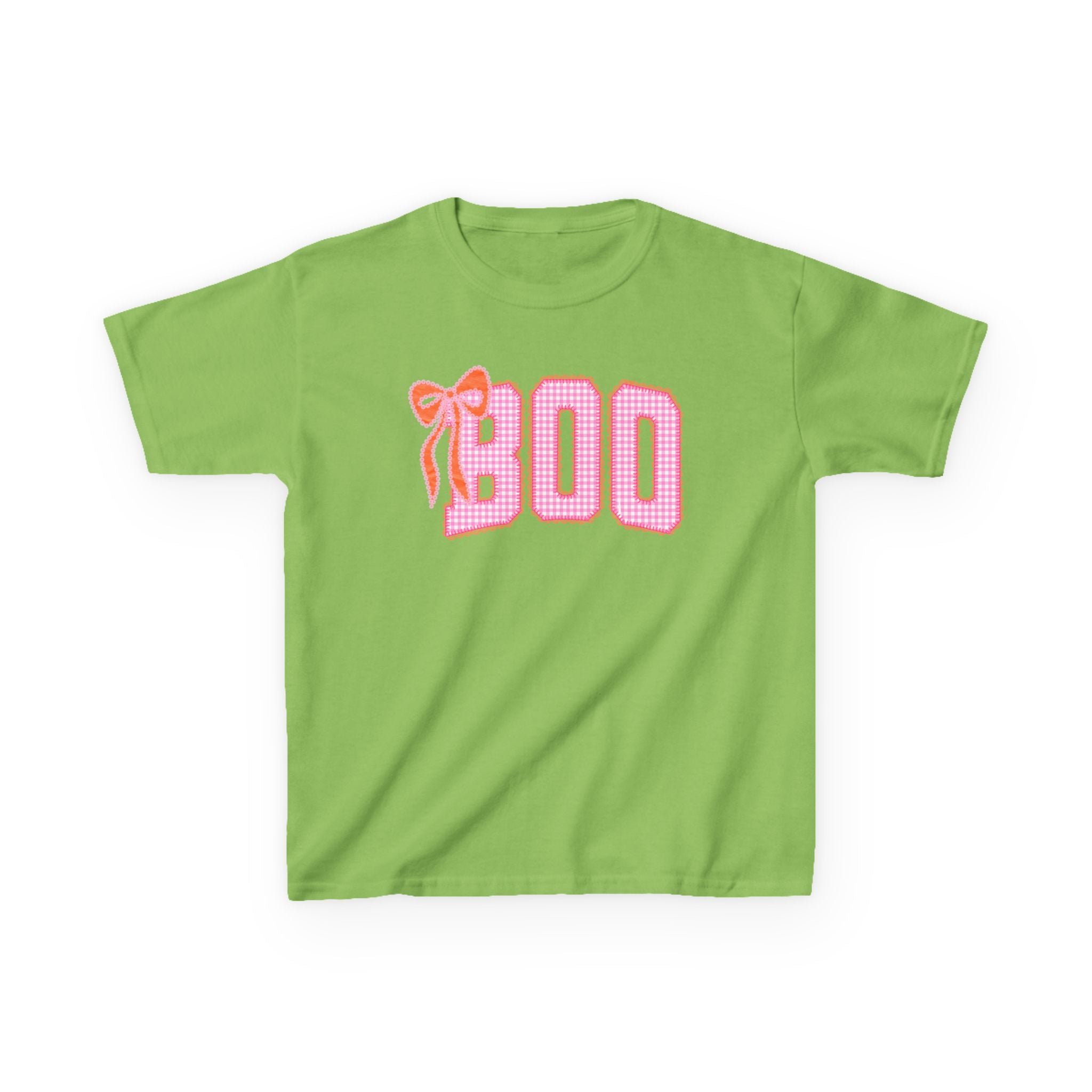 Kids Tee - Pink "BOO" Halloween Graphic with Bow