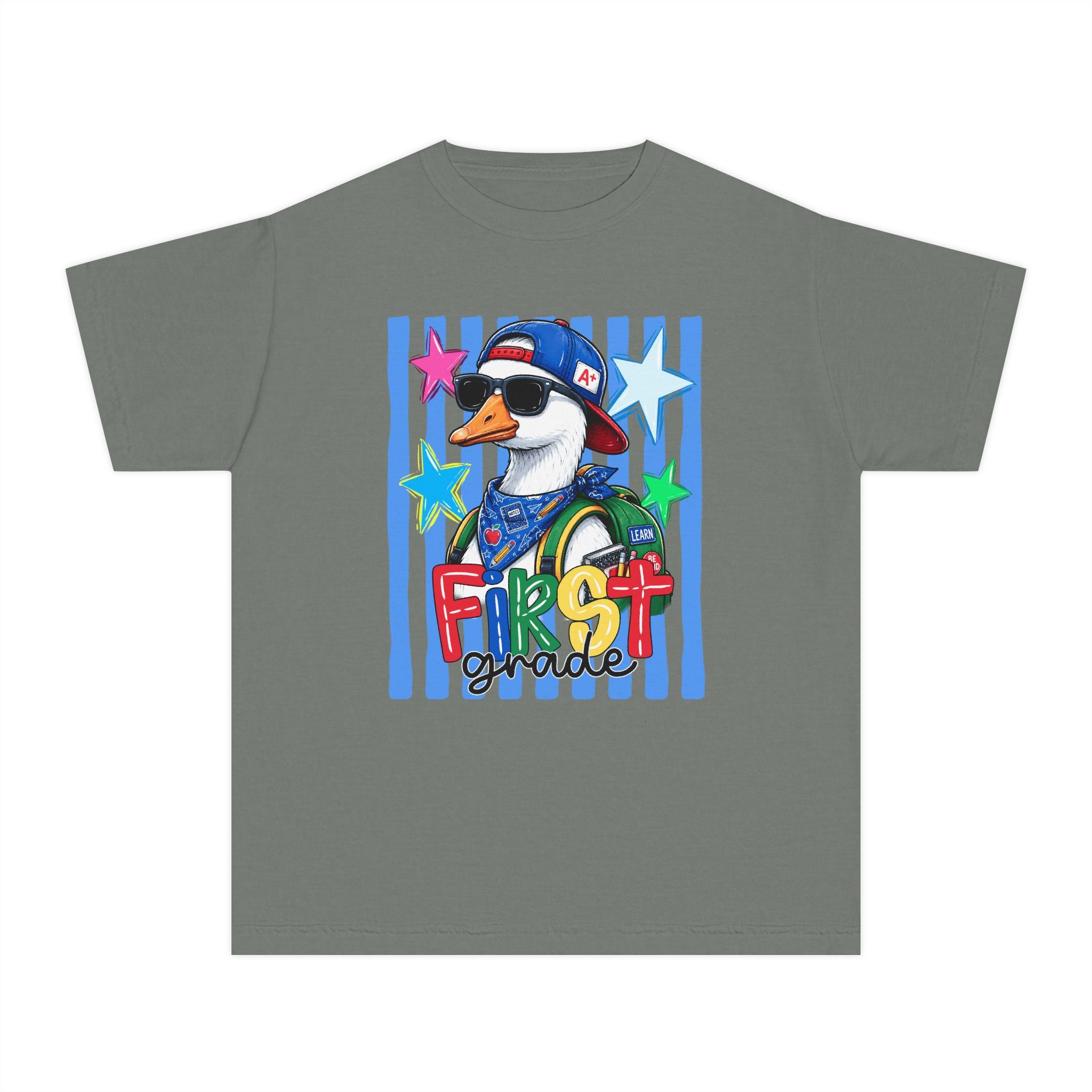 First Grade Boy Duck Youth Tee — Cute Back-to-School Kids Shirt