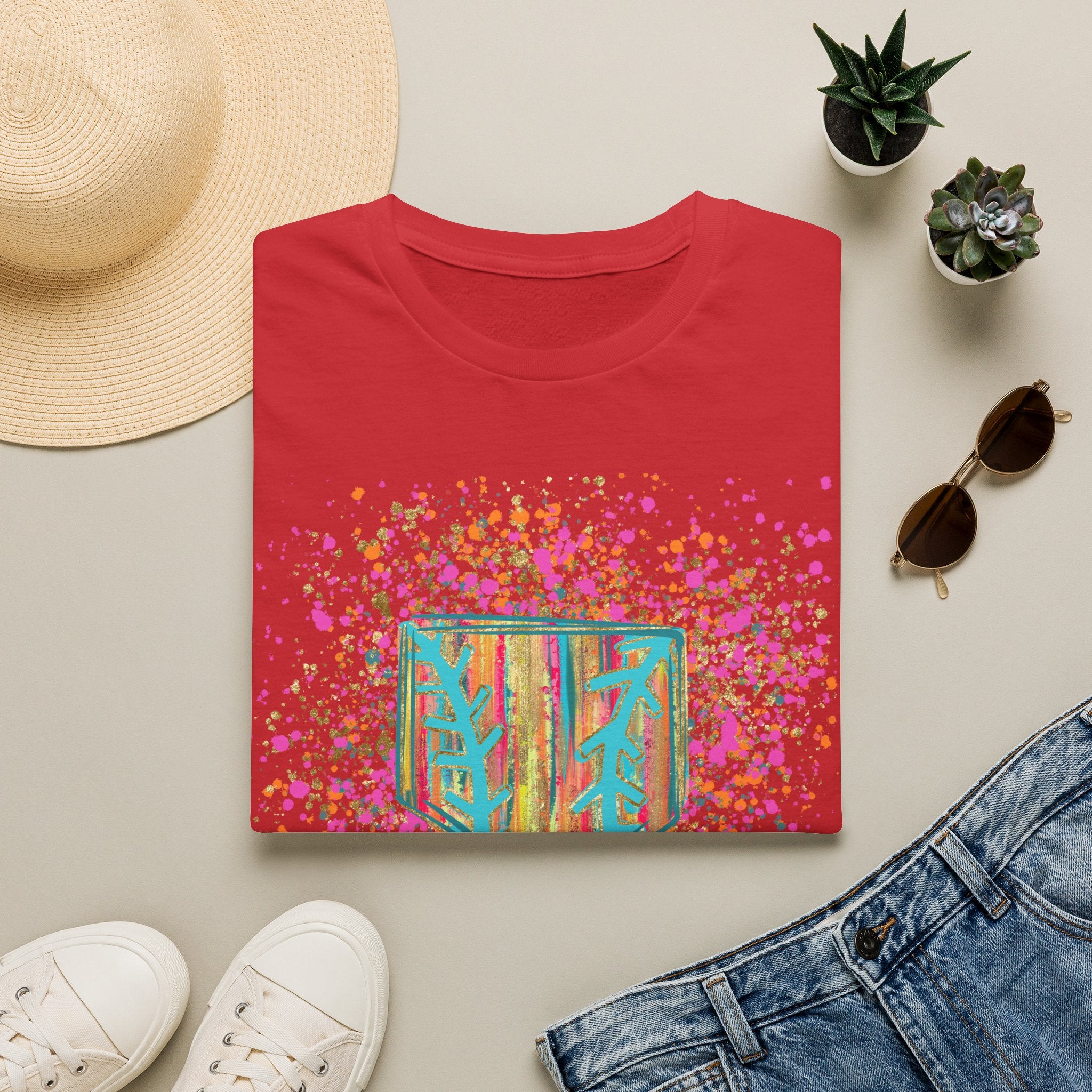 Colorful Floral Shield T-Shirt — Boho Painted Crest Graphic Tee