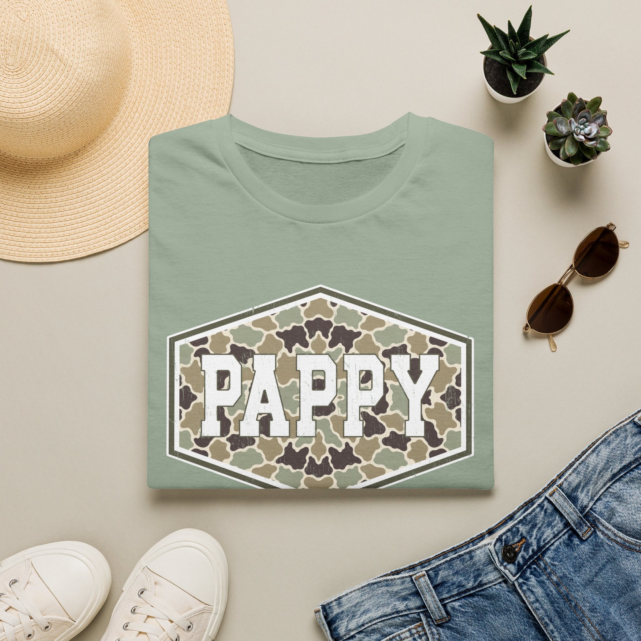 Pappy Camo Badge T-Shirt — Vintage Military-Inspired 'PAPPY' Tee for Dads & Grandfathers