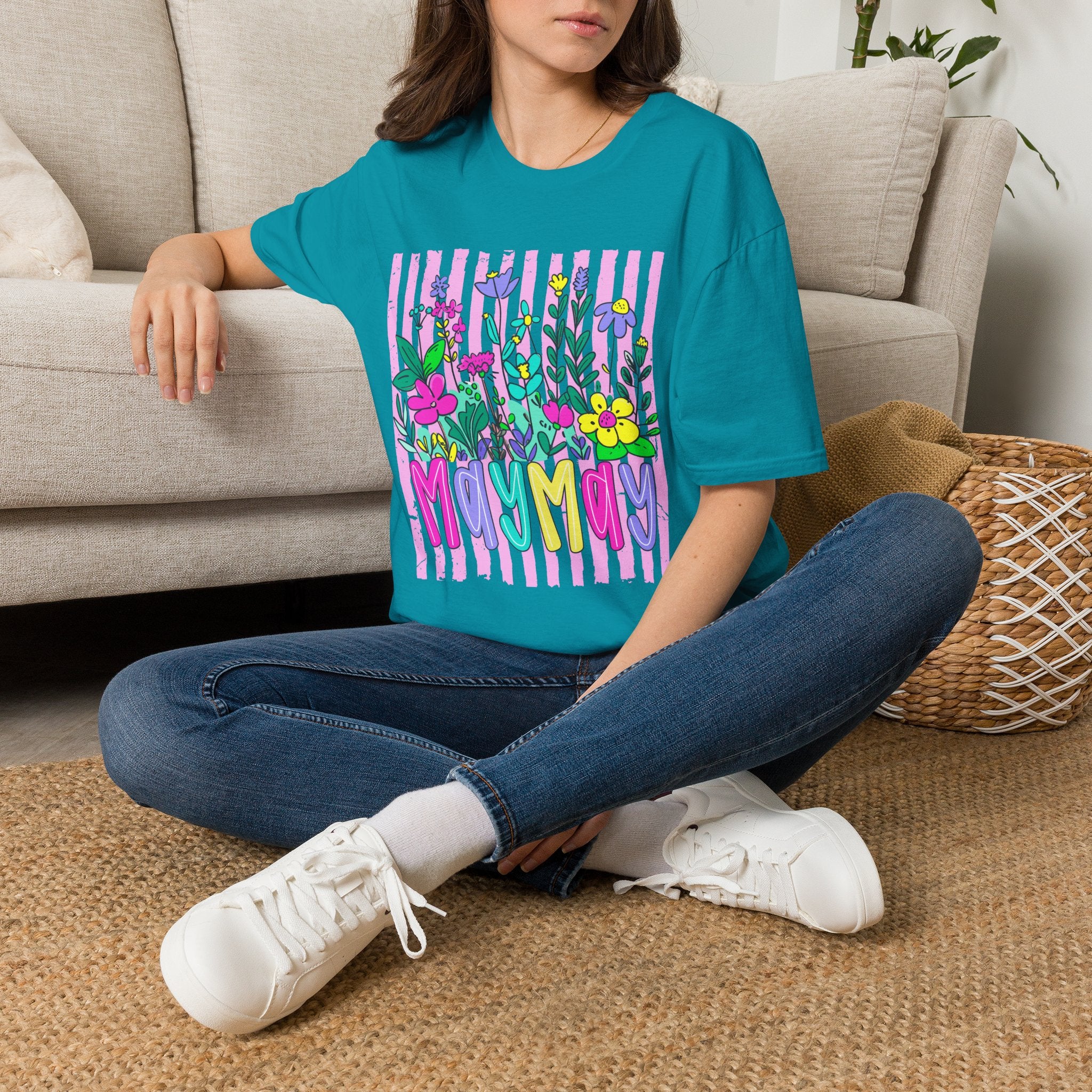 Floral May Day T‑Shirt — Colorful 'May Day' Spring Flowers Graphic Tee