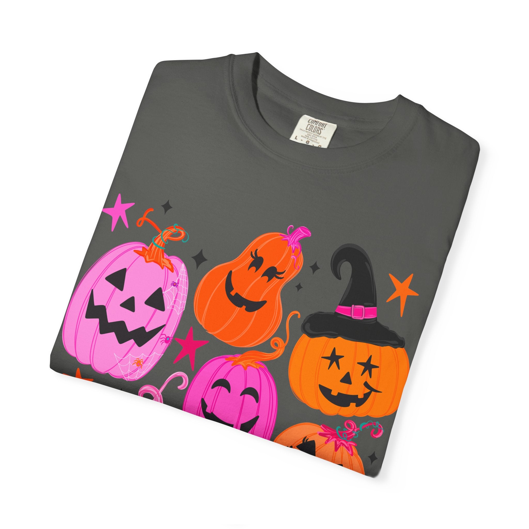 Halloween Pumpkins T-Shirt — Cute Pink & Orange Jack-O'-Lanterns