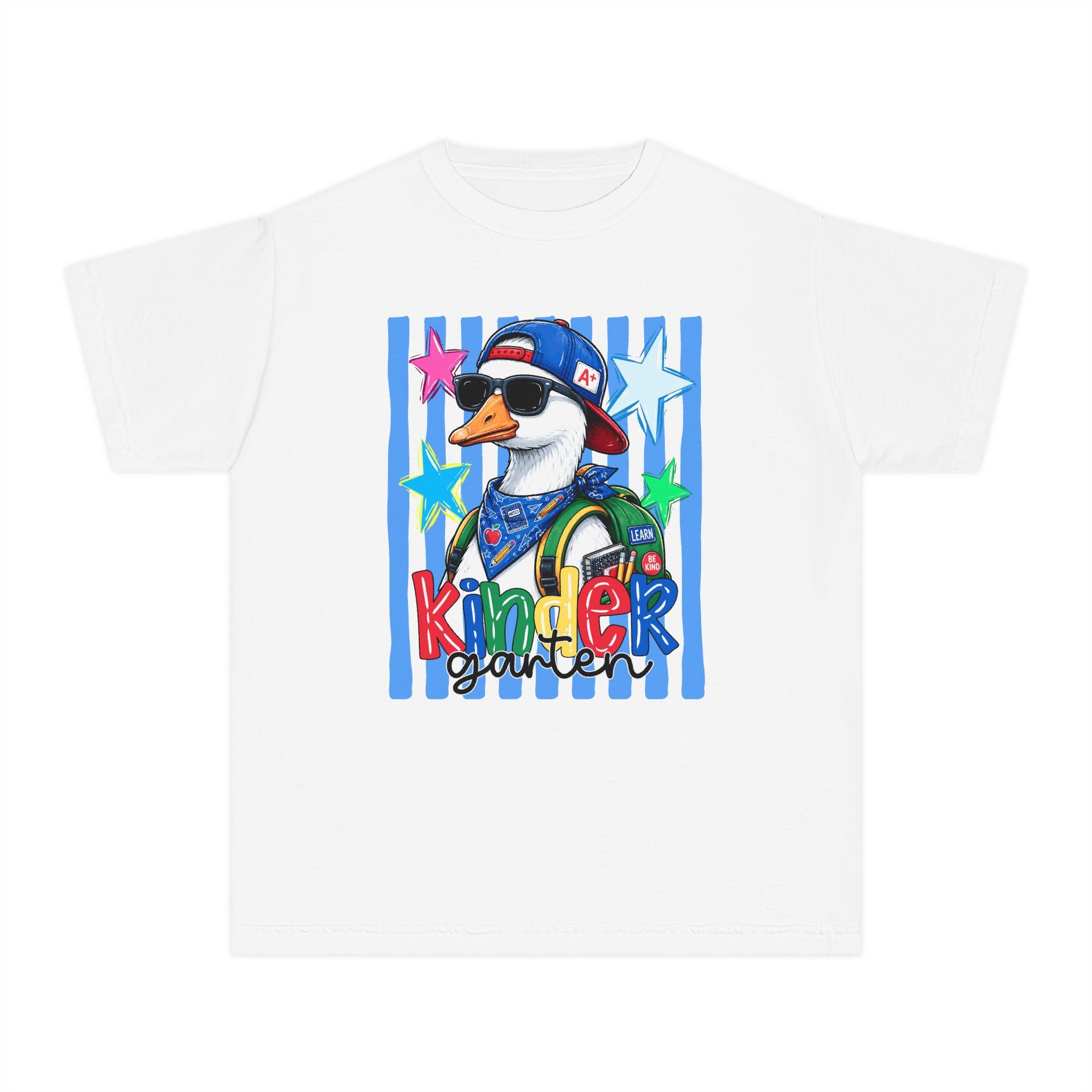 Kindergarten Boy Duck Youth Tee — Back-to-School Cute Penguin Graphic Shirt