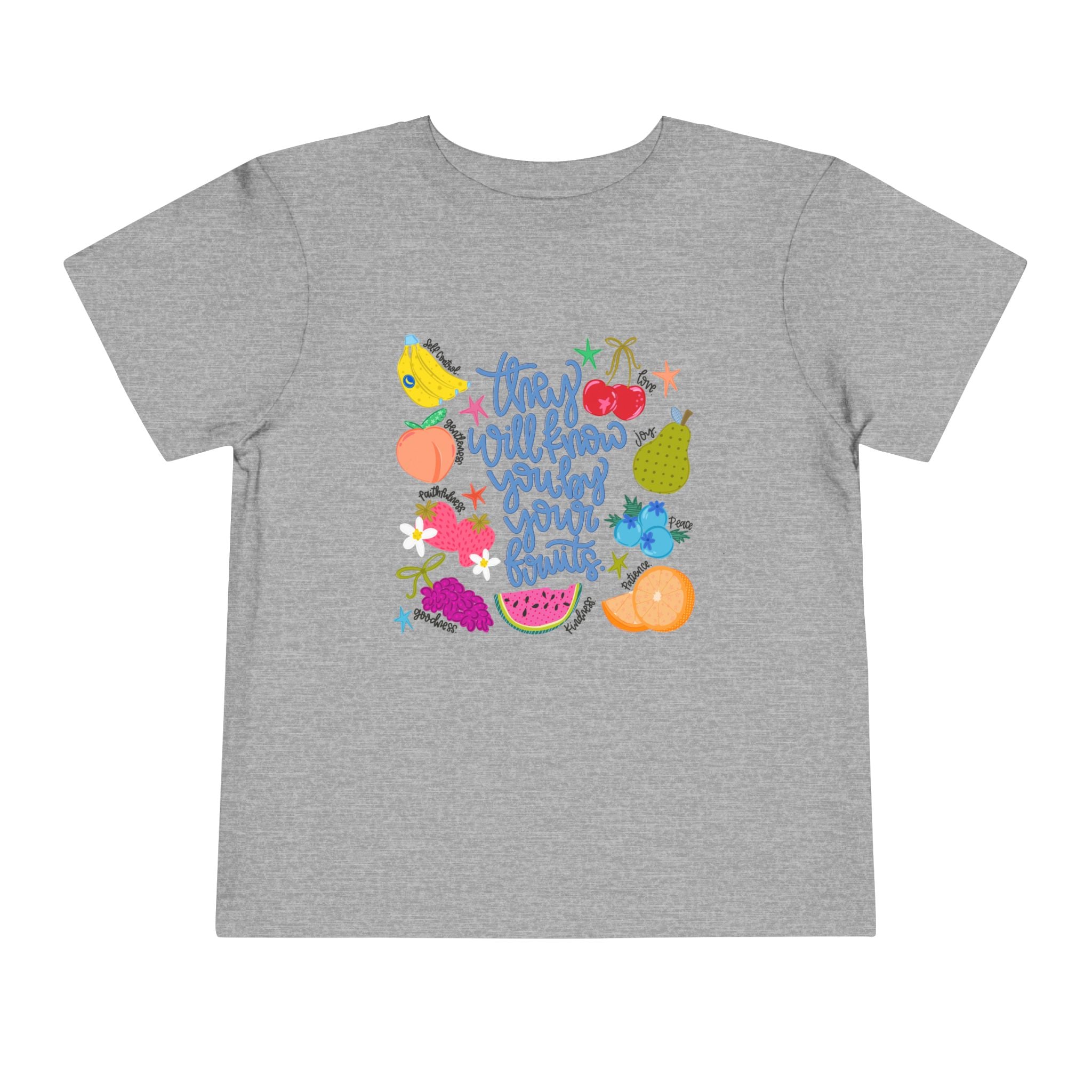 Toddler Tee - "They Will Know You by Your Fruits" Colorful Fruit Graphic