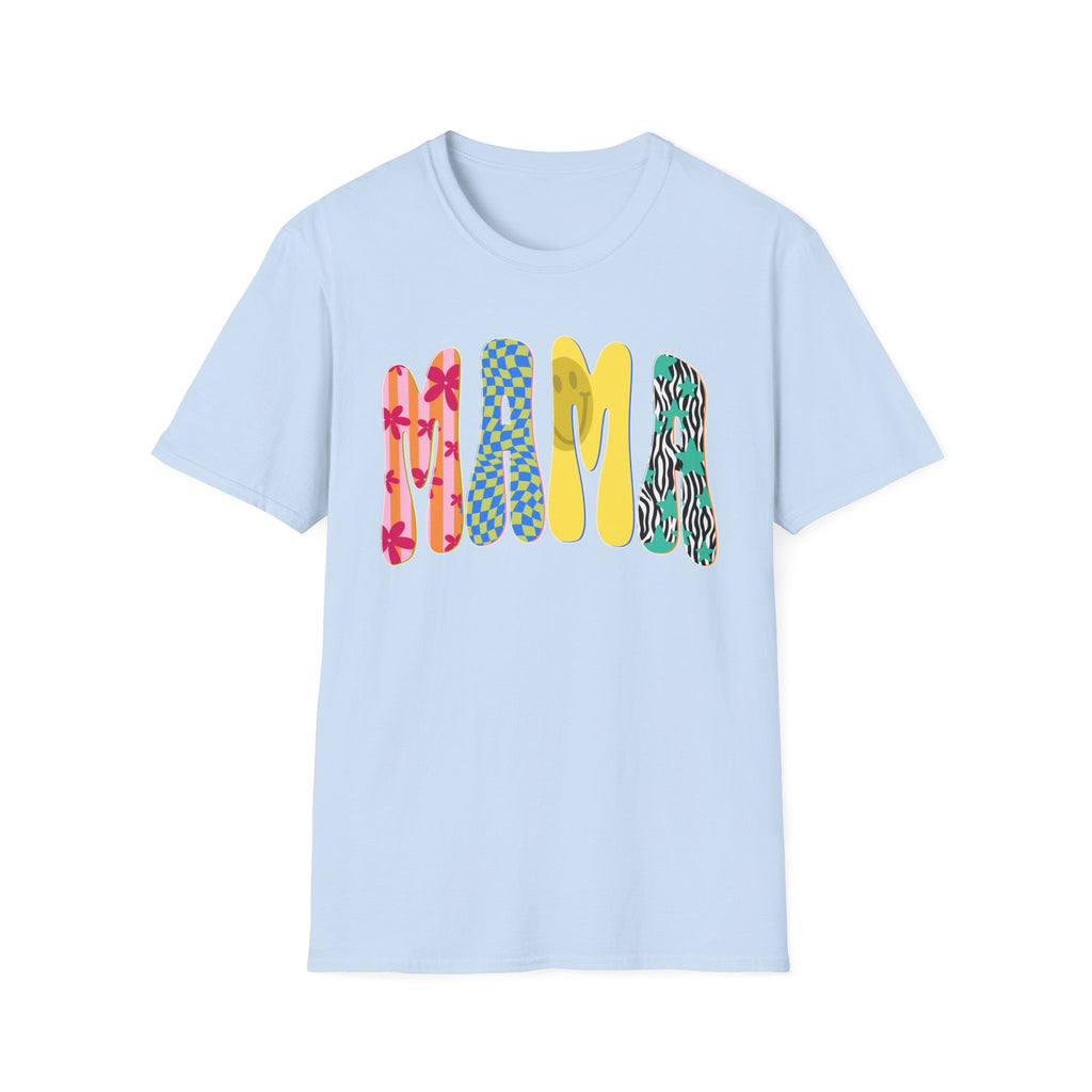 Mama Graphic T-Shirt — Colorful Patterned Lettering Tee for New Moms & Mother's Day