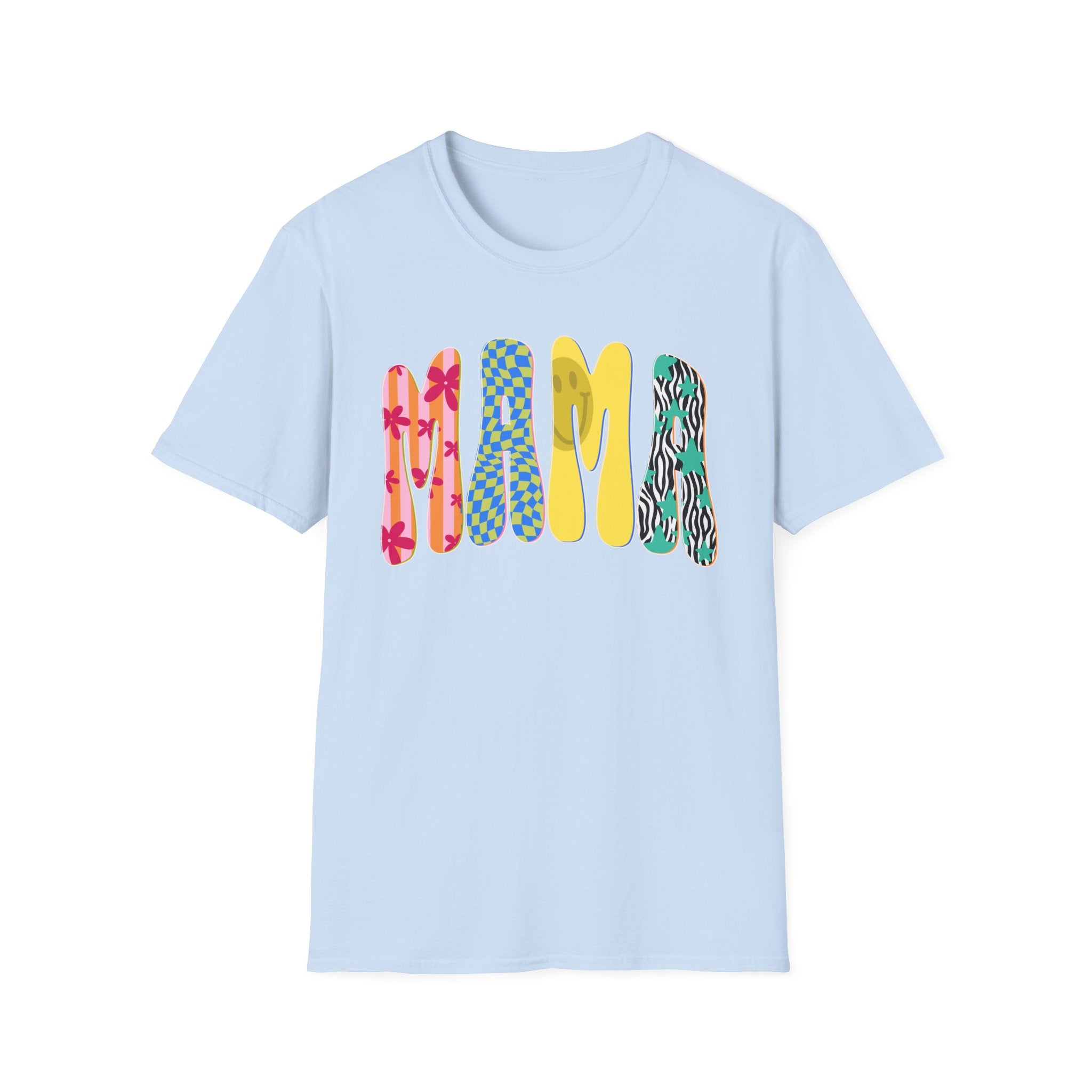 Mama Graphic T-Shirt — Colorful Patterned Lettering Tee for New Moms & Mother's Day