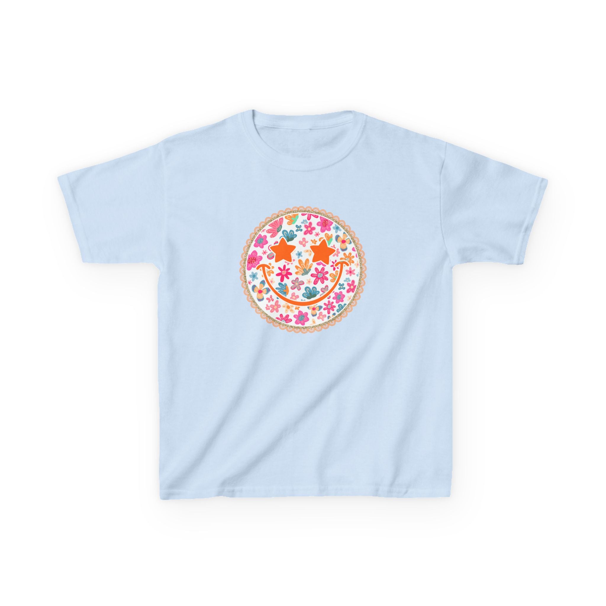 Kids T-Shirt — Floral Smiley Face Graphic Tee for Girls & Boys