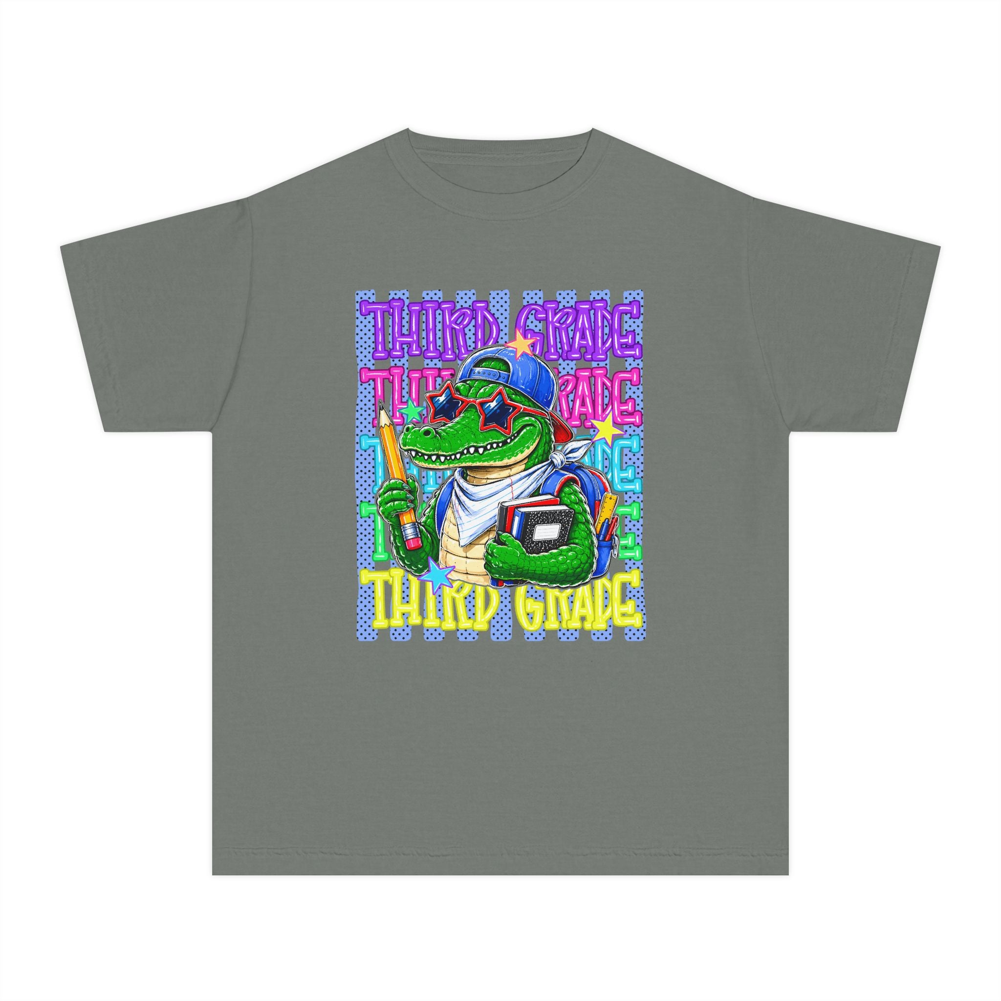 Youth Tee — Colorful 'Third Grade' School Gator Graphic