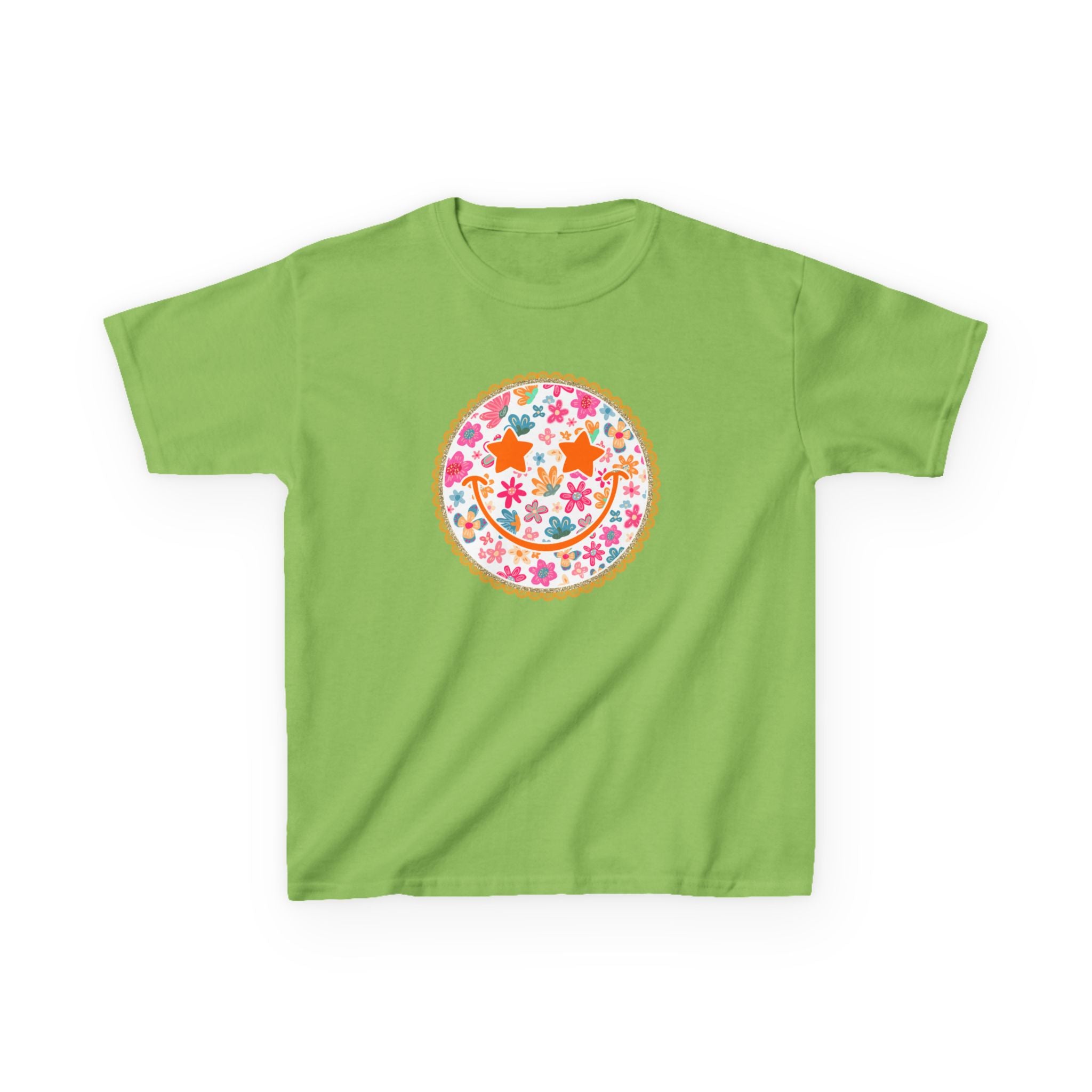 Kids T-Shirt — Floral Smiley Face Graphic Tee for Girls & Boys