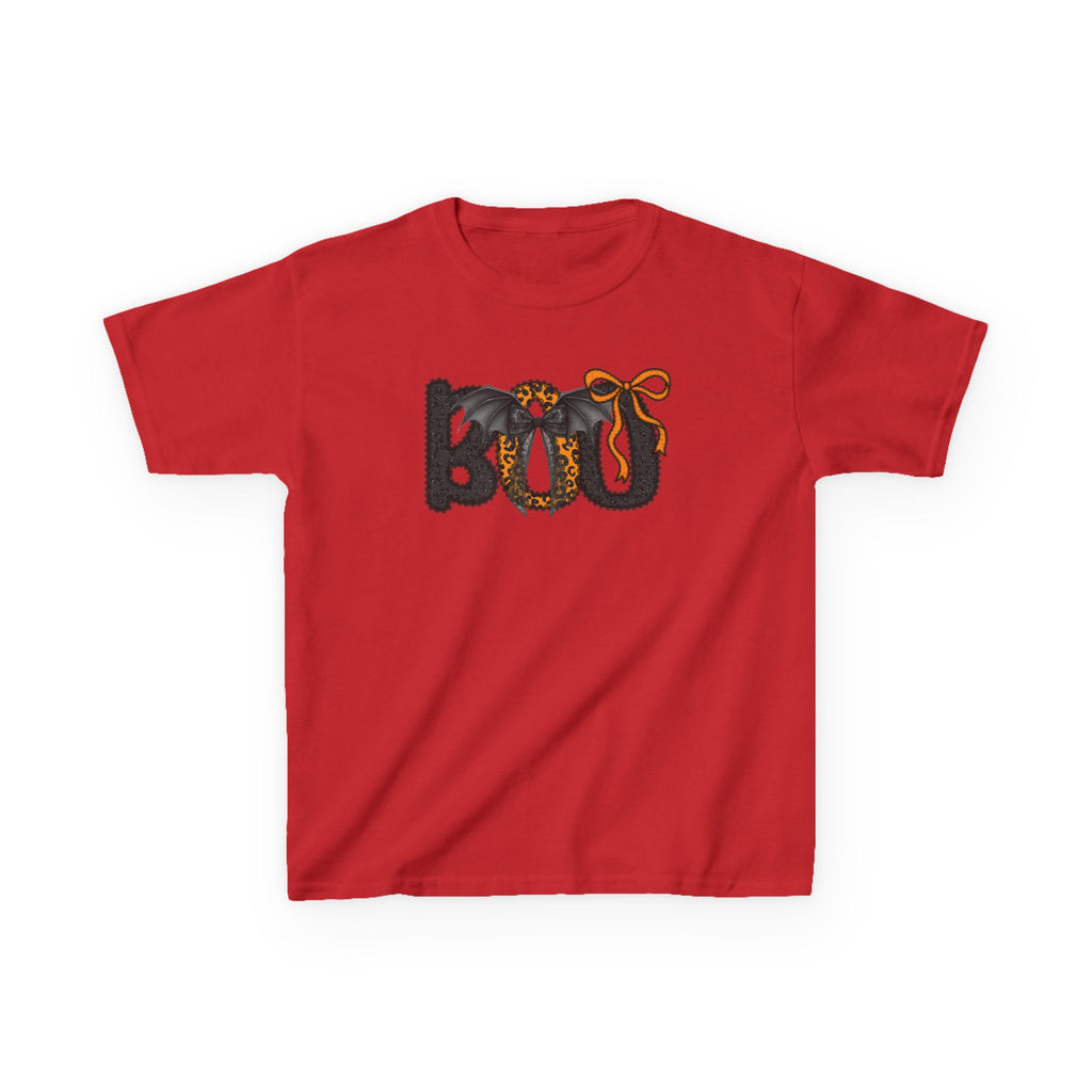 Kids Halloween "BOO" Tee — Playful Pumpkin & Leopard Print Costume Shirt