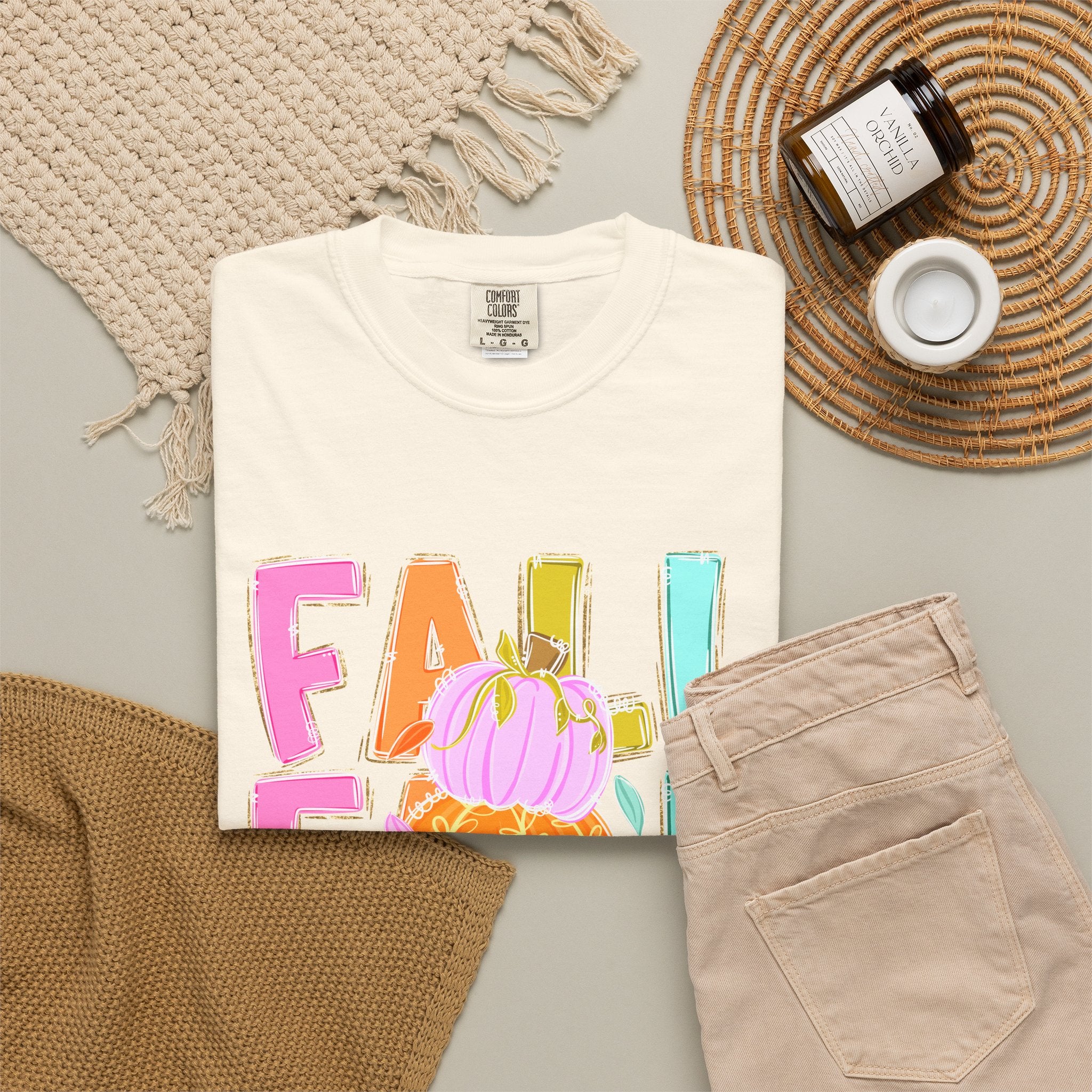 Fall Stack Pumpkin T-Shirt — Colorful Autumn Graphic Tee