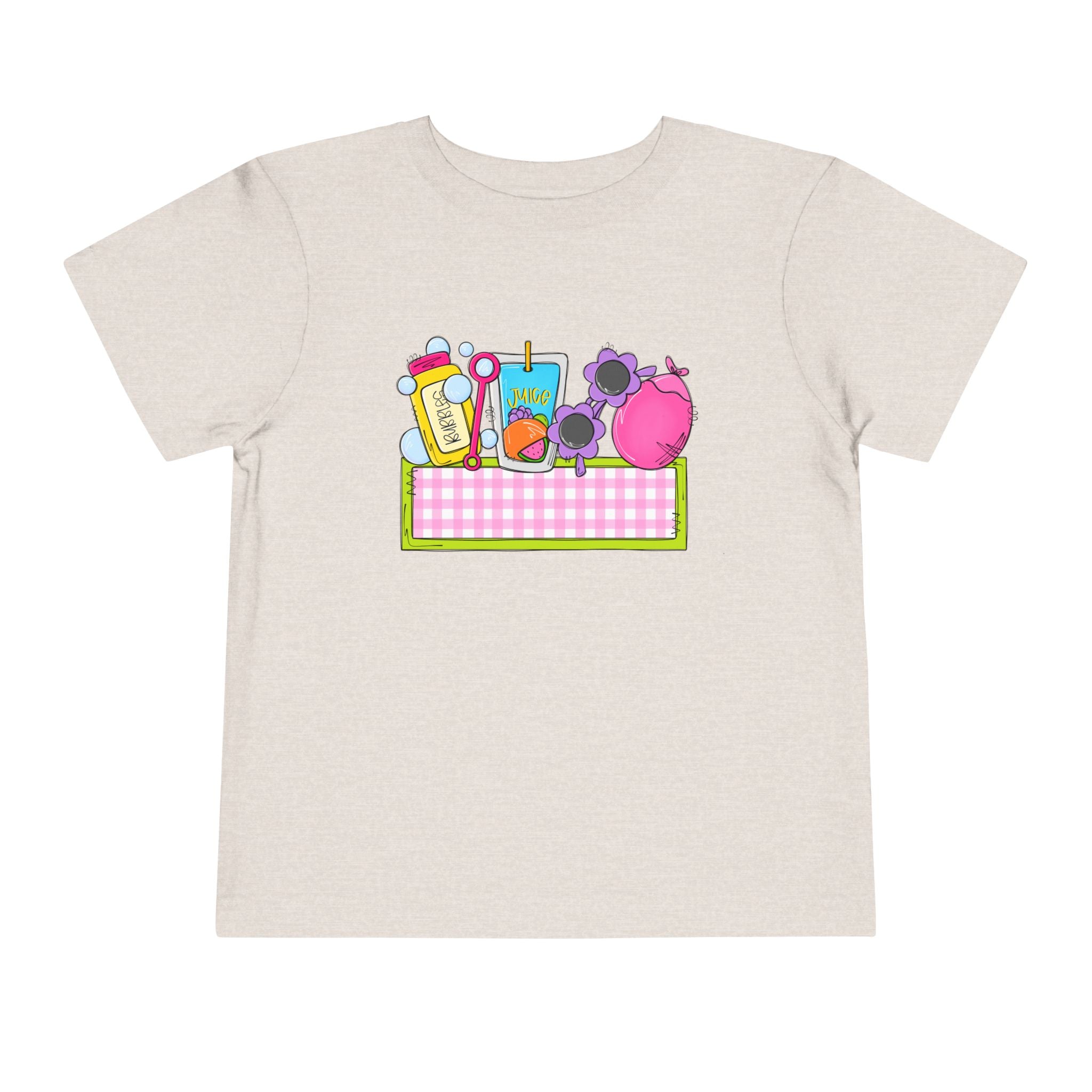 Toddler Tee — Pink Pig & Snacks Name-Plate Graphic