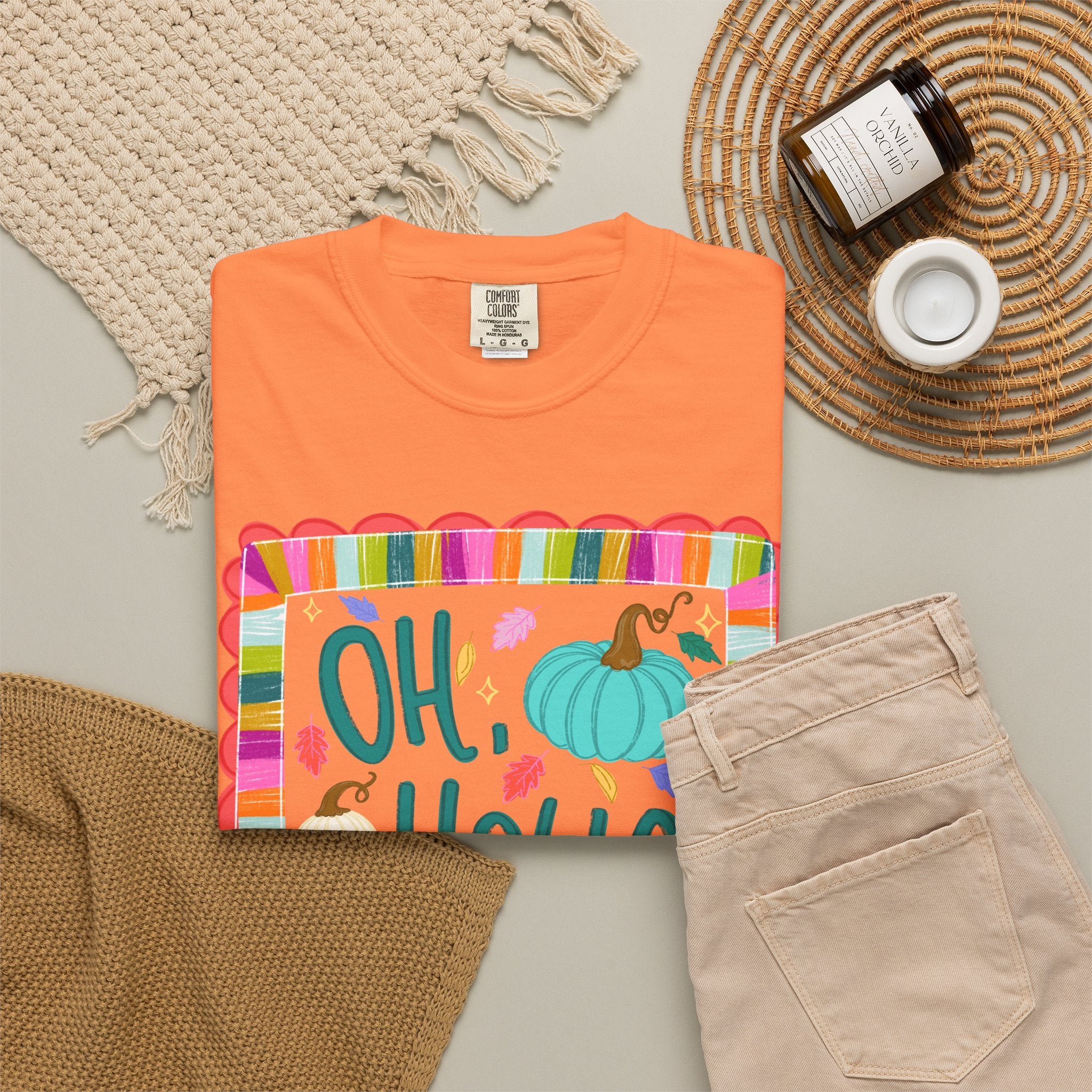 Oh, Hello Fall T-Shirt — Colorful Pumpkin Autumn Tee