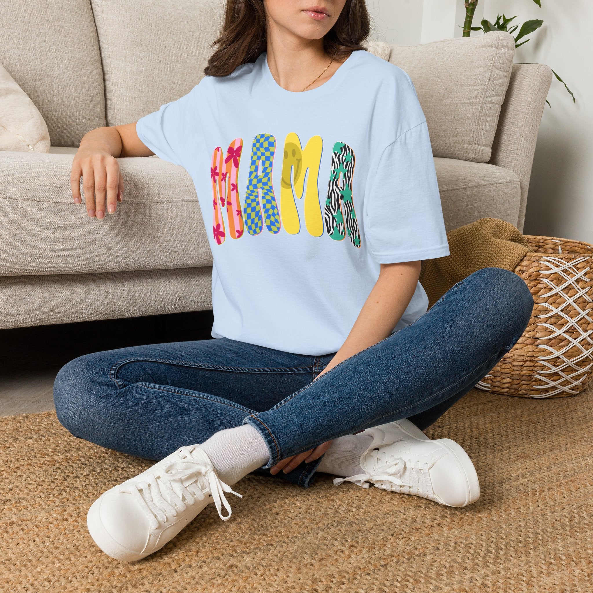 Mama Graphic T-Shirt — Colorful Patterned Lettering Tee for New Moms & Mother's Day