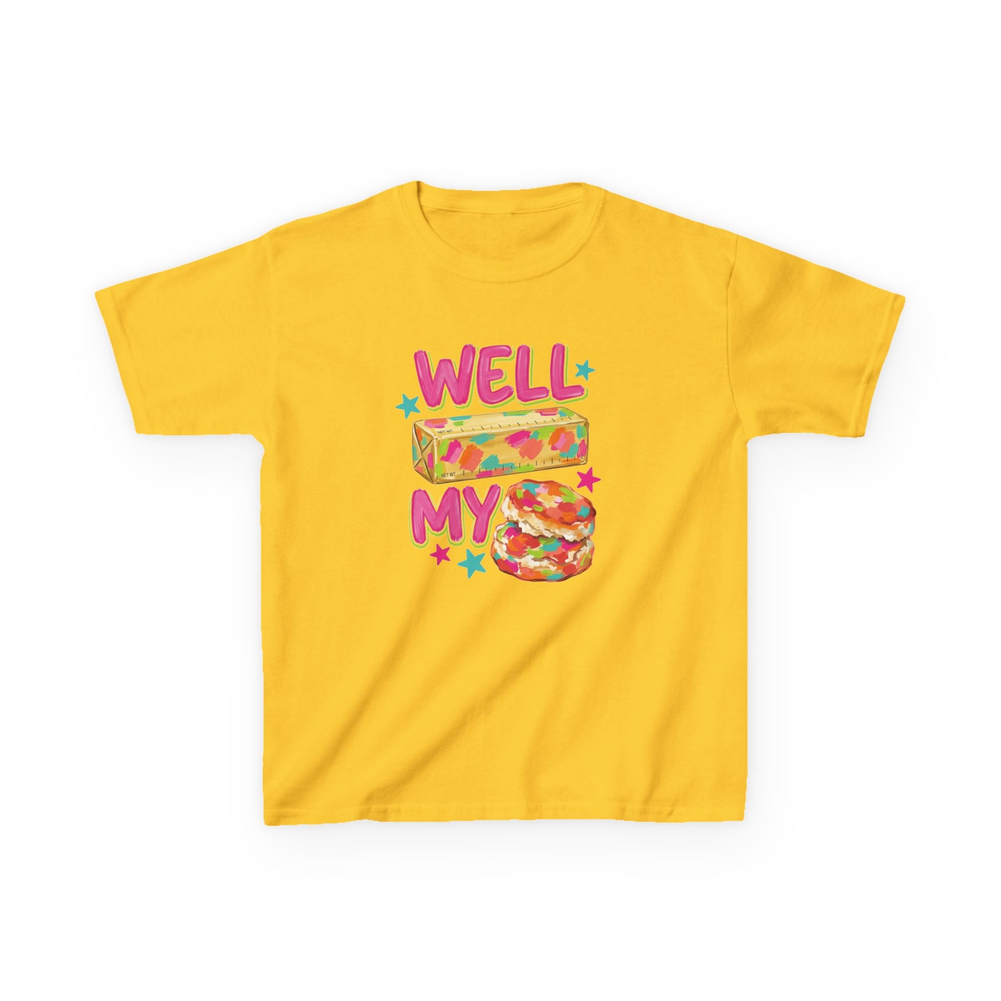 Kids Tee — "Well Butter My Biscuit" Colorful Graphic