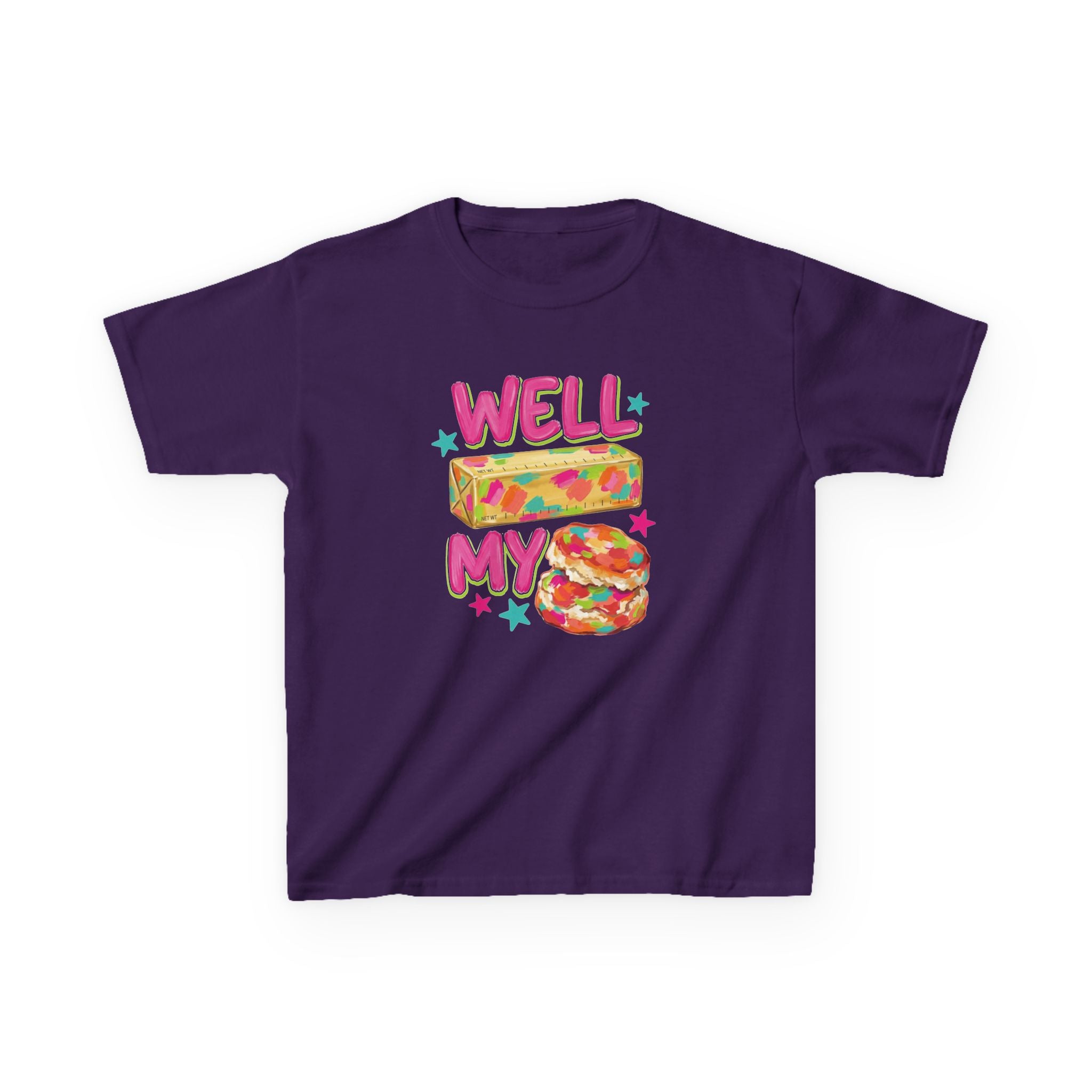 Kids Tee — "Well Butter My Biscuit" Colorful Graphic