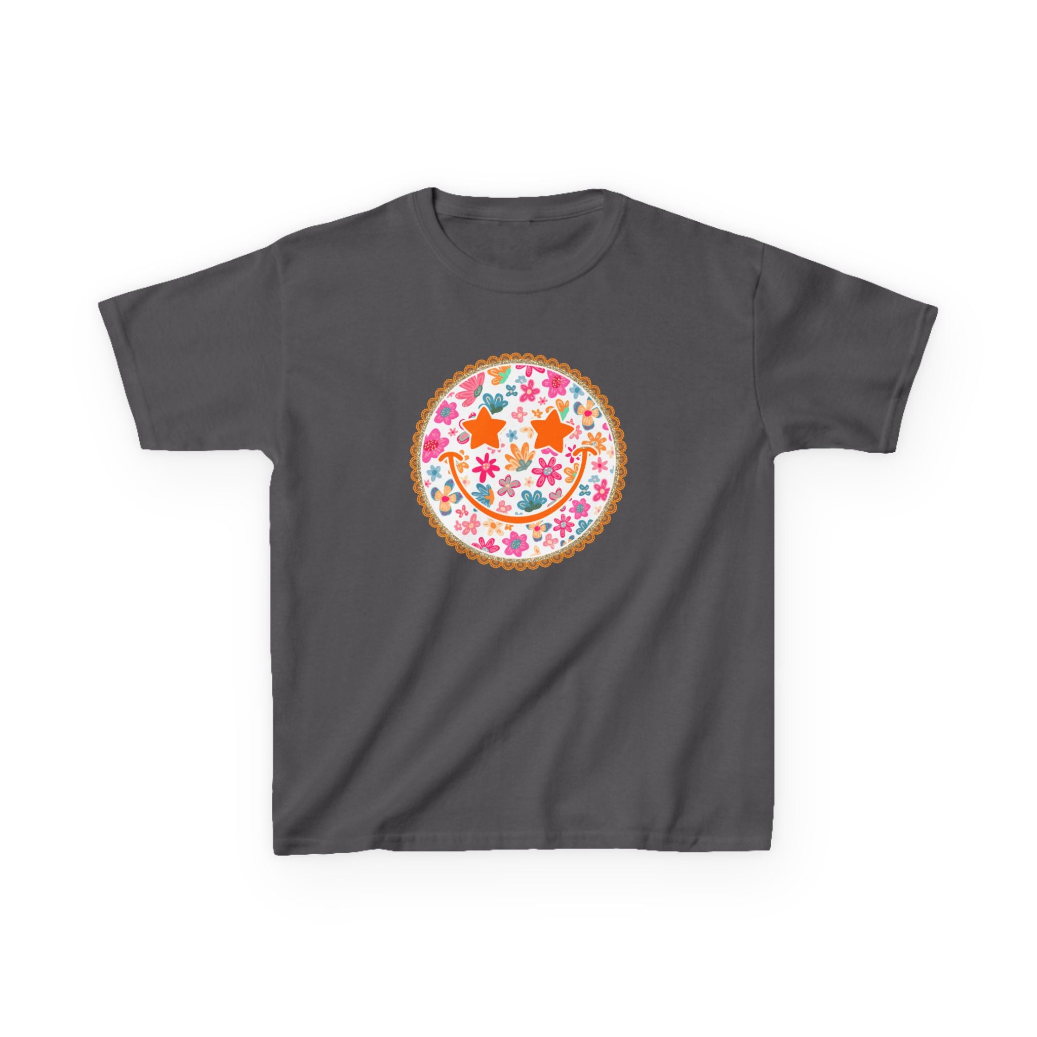Kids T-Shirt — Floral Smiley Face Graphic Tee for Girls & Boys