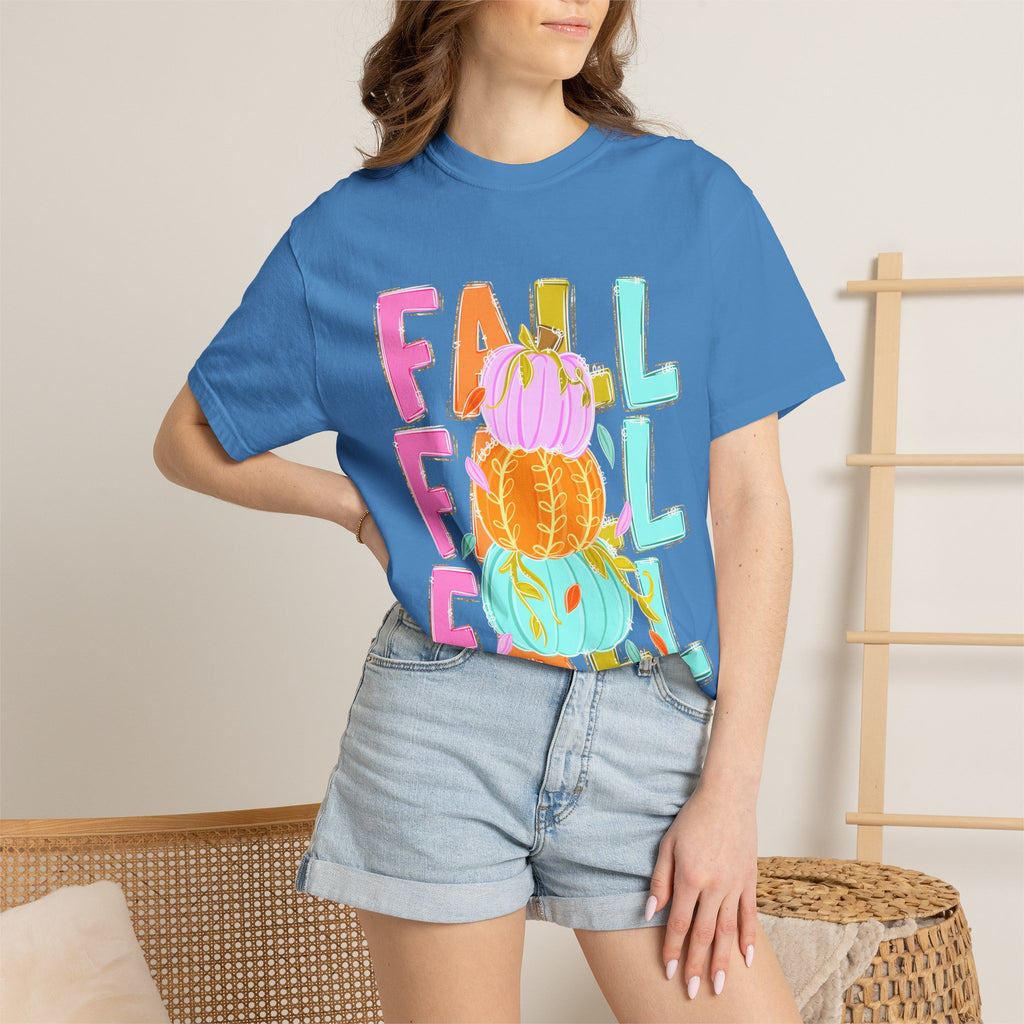 Fall Stack Pumpkin T-Shirt — Colorful Autumn Graphic Tee