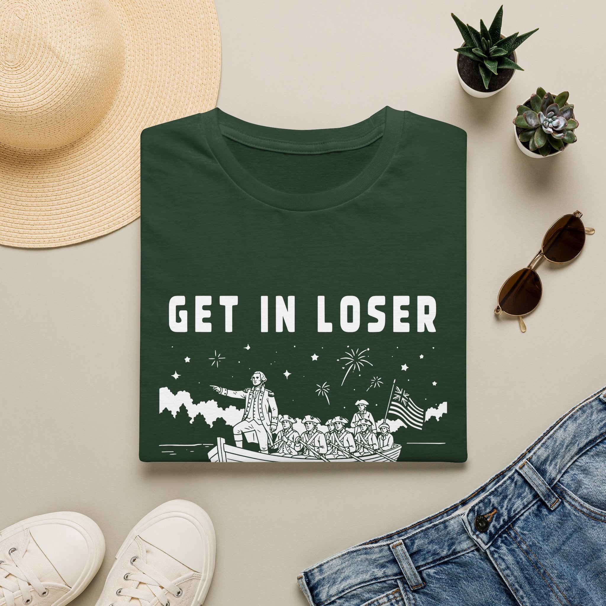 "Get In Loser, We're Crossing The Delaware" Patriotic Historical Graphic
