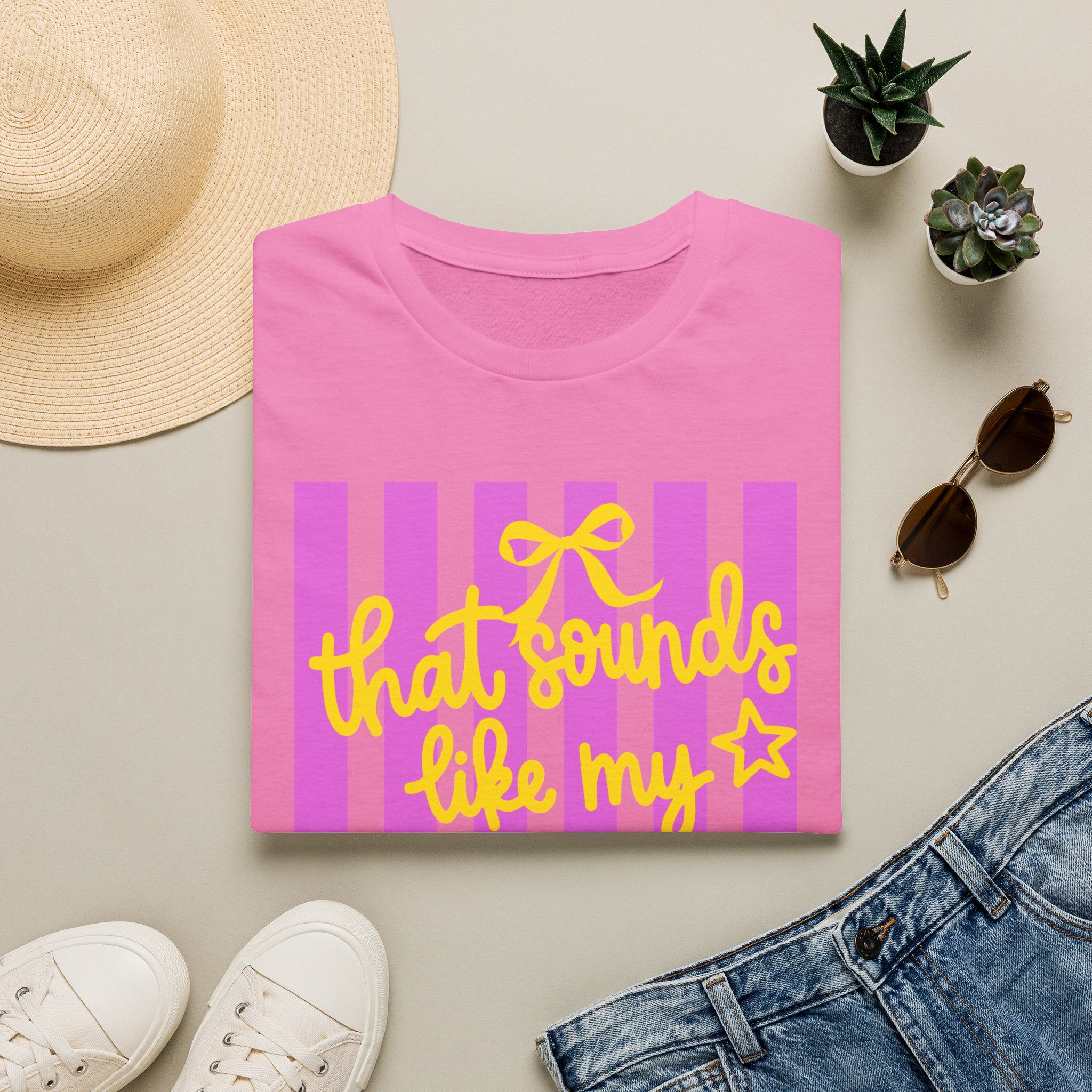 “That Sounds Like My Husband’s Ex-Girlfriend” Pink Stripe Graphic Tee