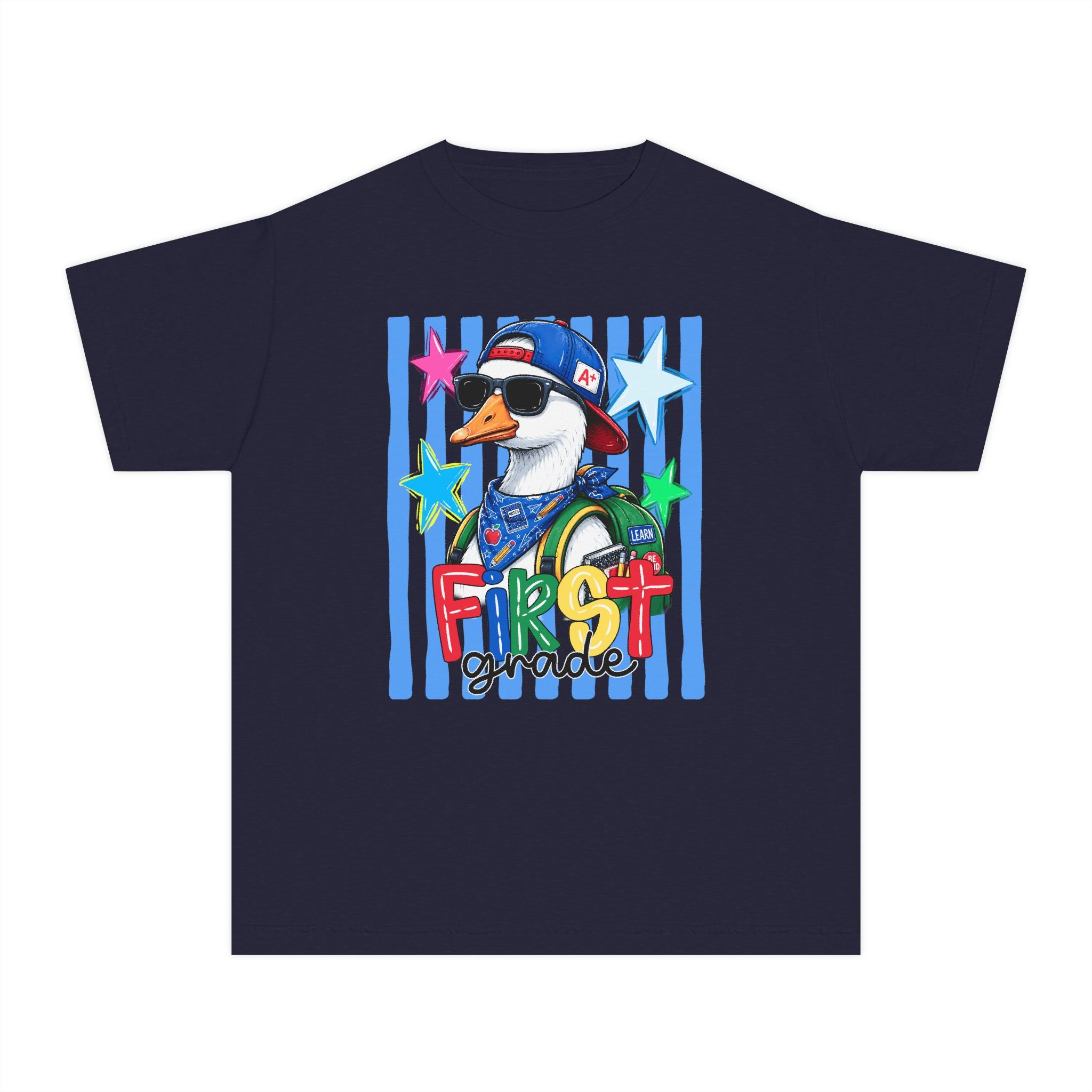 First Grade Boy Duck Youth Tee — Cute Back-to-School Kids Shirt
