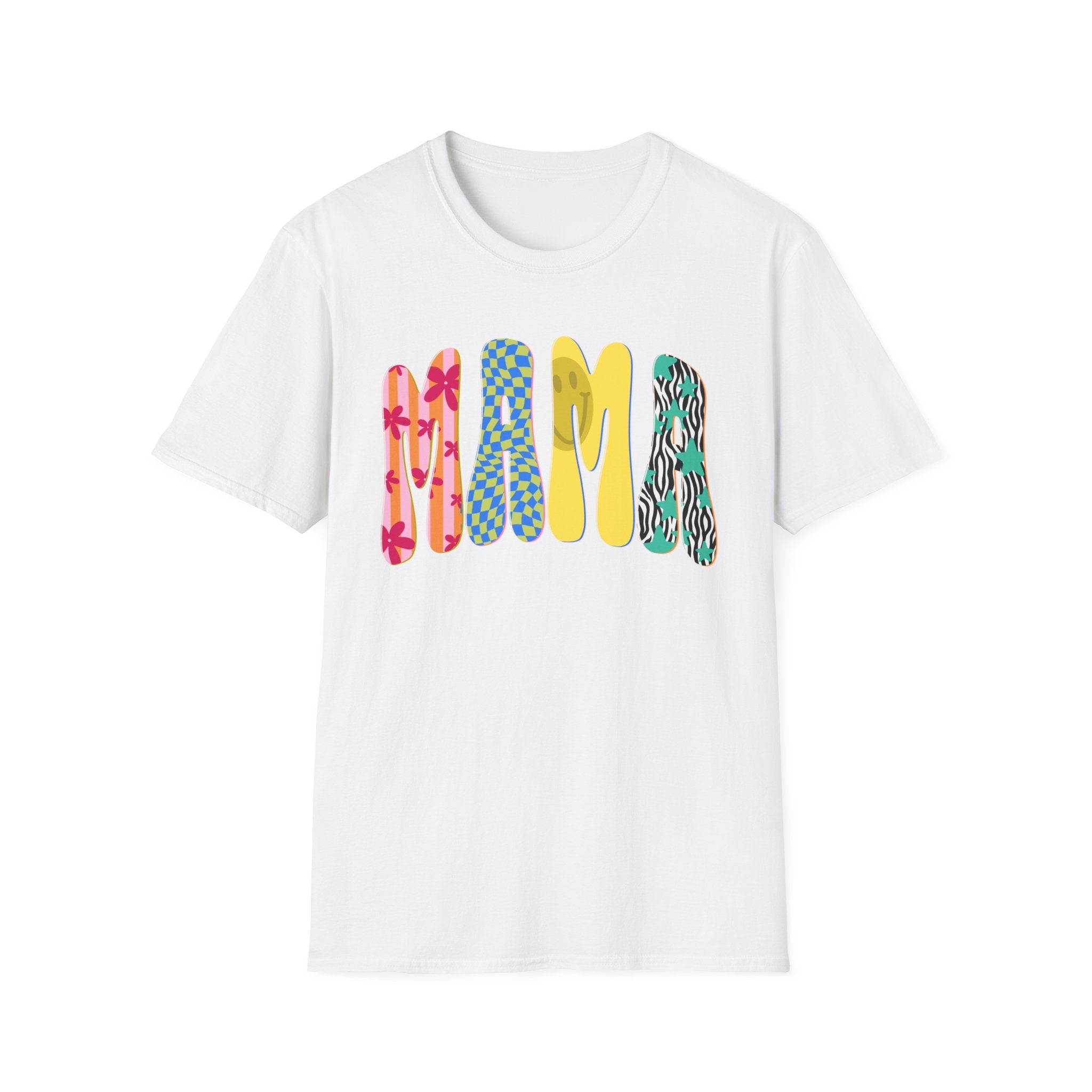 Mama Graphic T-Shirt — Colorful Patterned Lettering Tee for New Moms & Mother's Day