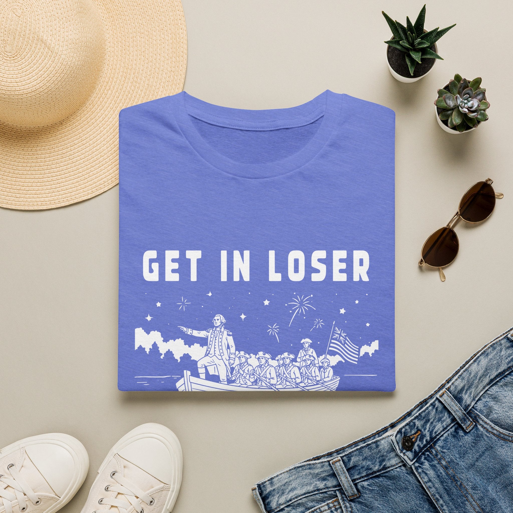 "Get In Loser, We're Crossing The Delaware" Patriotic Historical Graphic