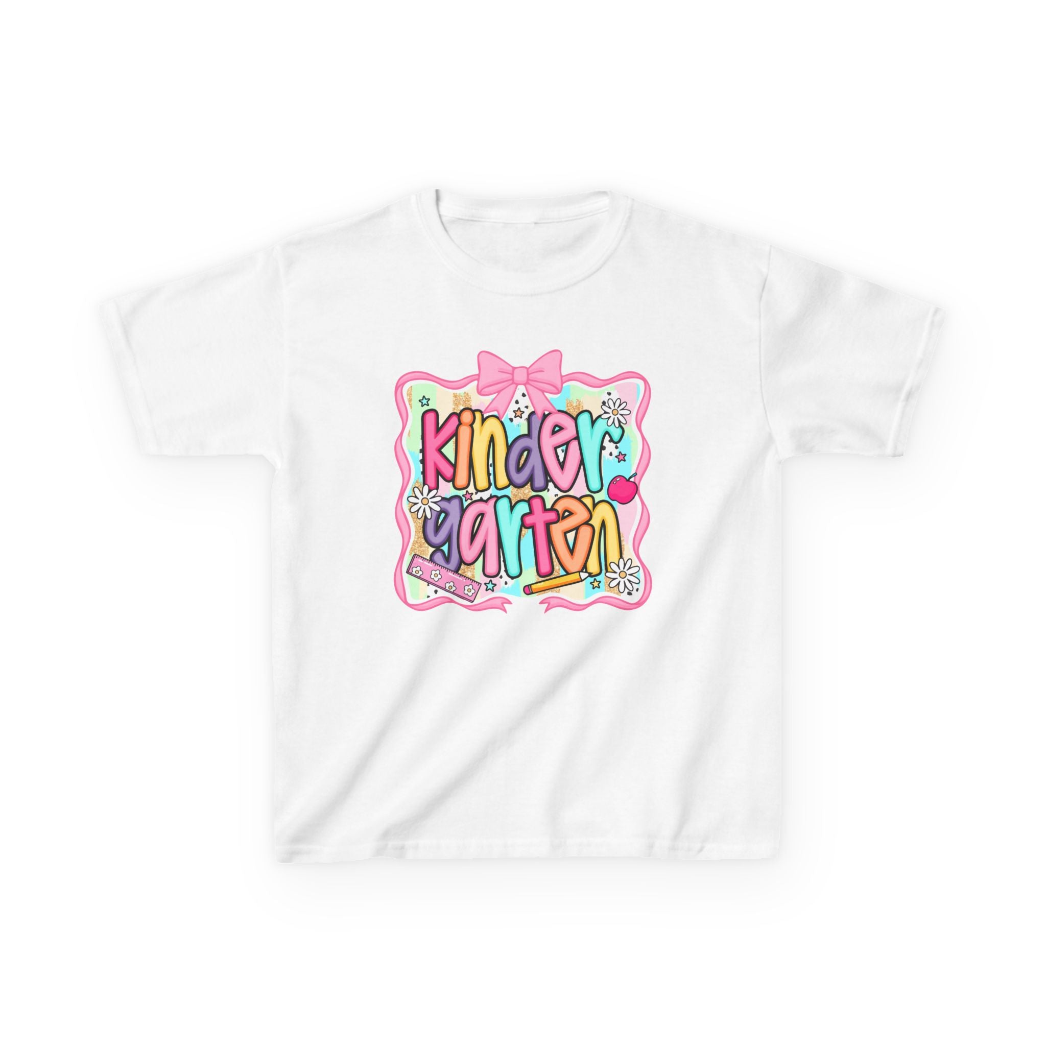 Kindergarten Kids T-Shirt — Colorful Back-to-School Shirt with Bow