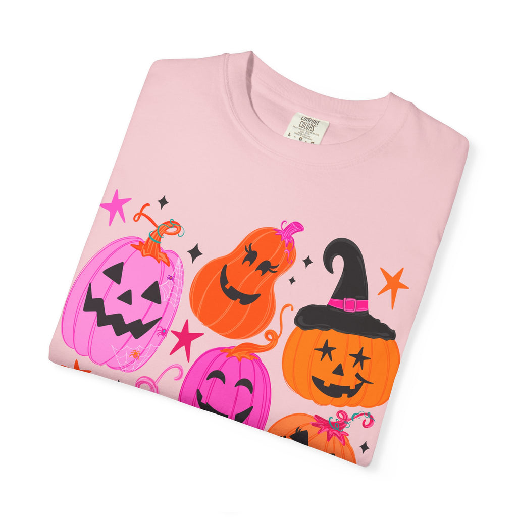 Halloween Pumpkins T-Shirt — Cute Pink & Orange Jack-O'-Lanterns