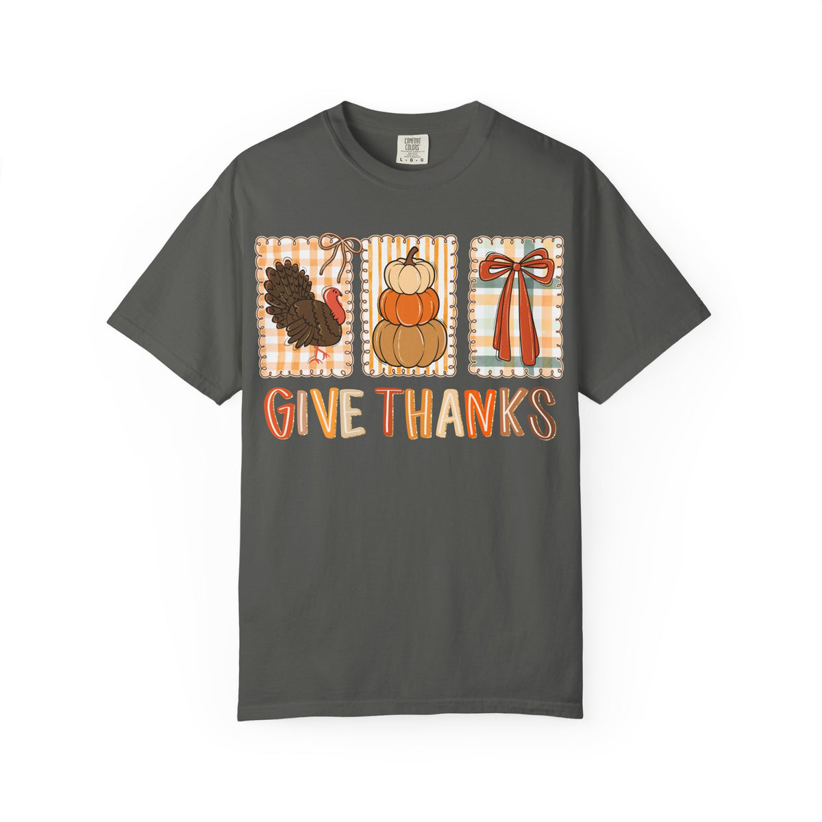 Give Thanks T-Shirt — Thanksgiving Fall Turkey Pumpkin Graphic Tee