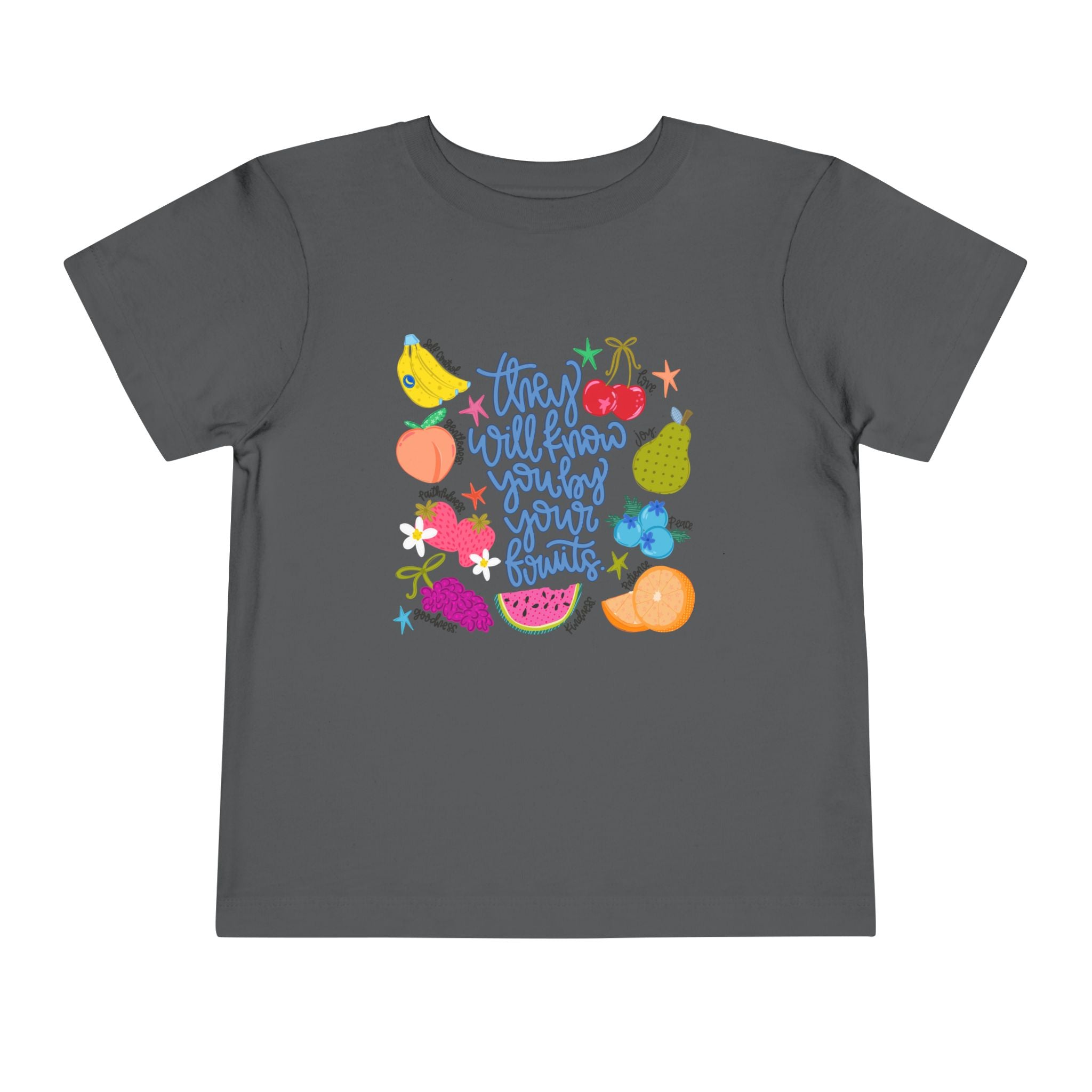 Toddler Tee - "They Will Know You by Your Fruits" Colorful Fruit Graphic