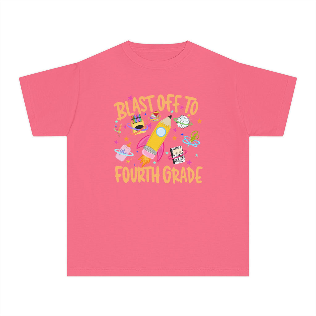 "Blast Off to Fourth Grade" Rocket Back-to-School Shirt