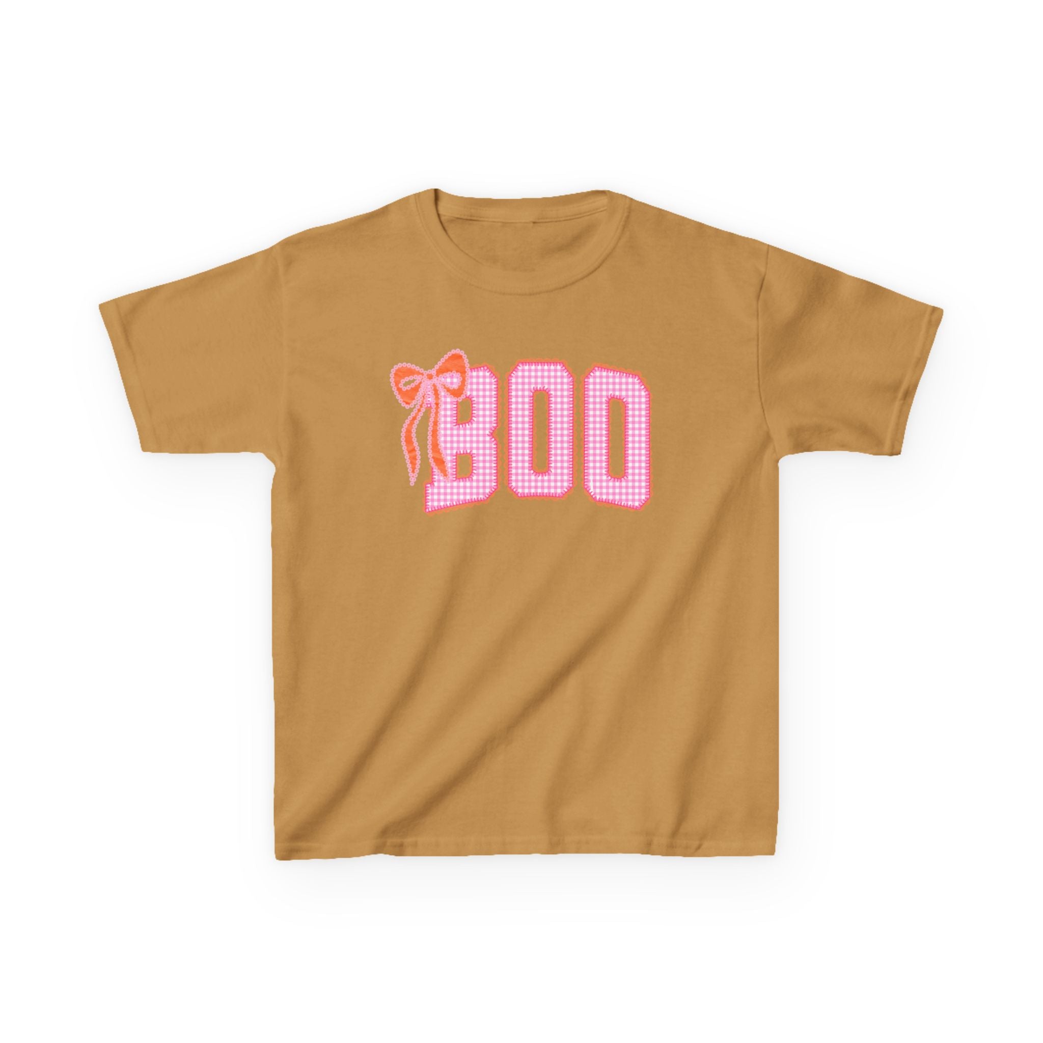 Kids Tee - Pink "BOO" Halloween Graphic with Bow