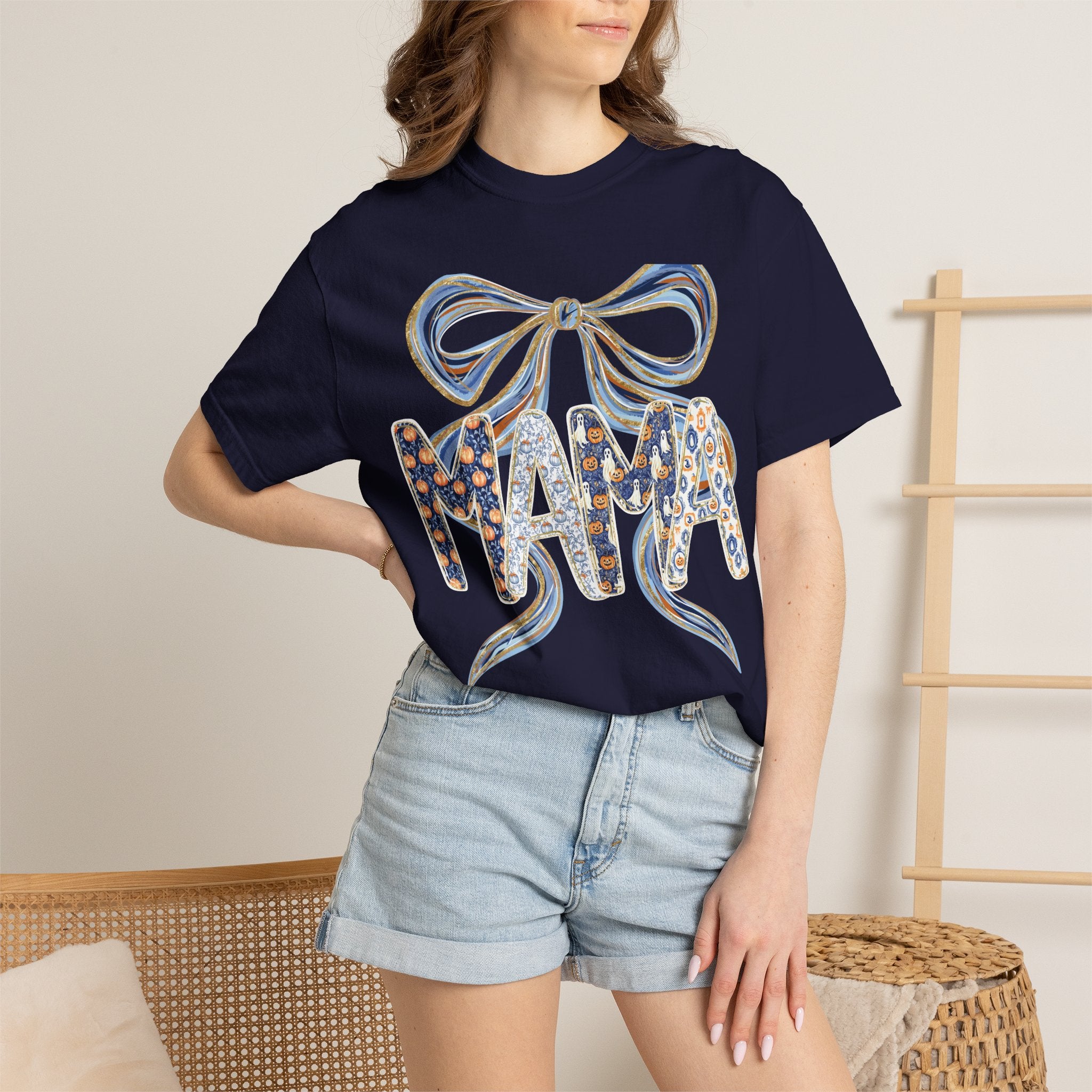 Fall Pumpkin Mama Bow - Comfort Color